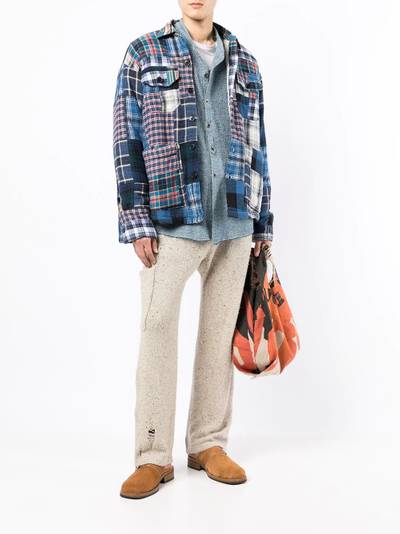 Greg Lauren patchwork shearling-lined shirt jacket outlook