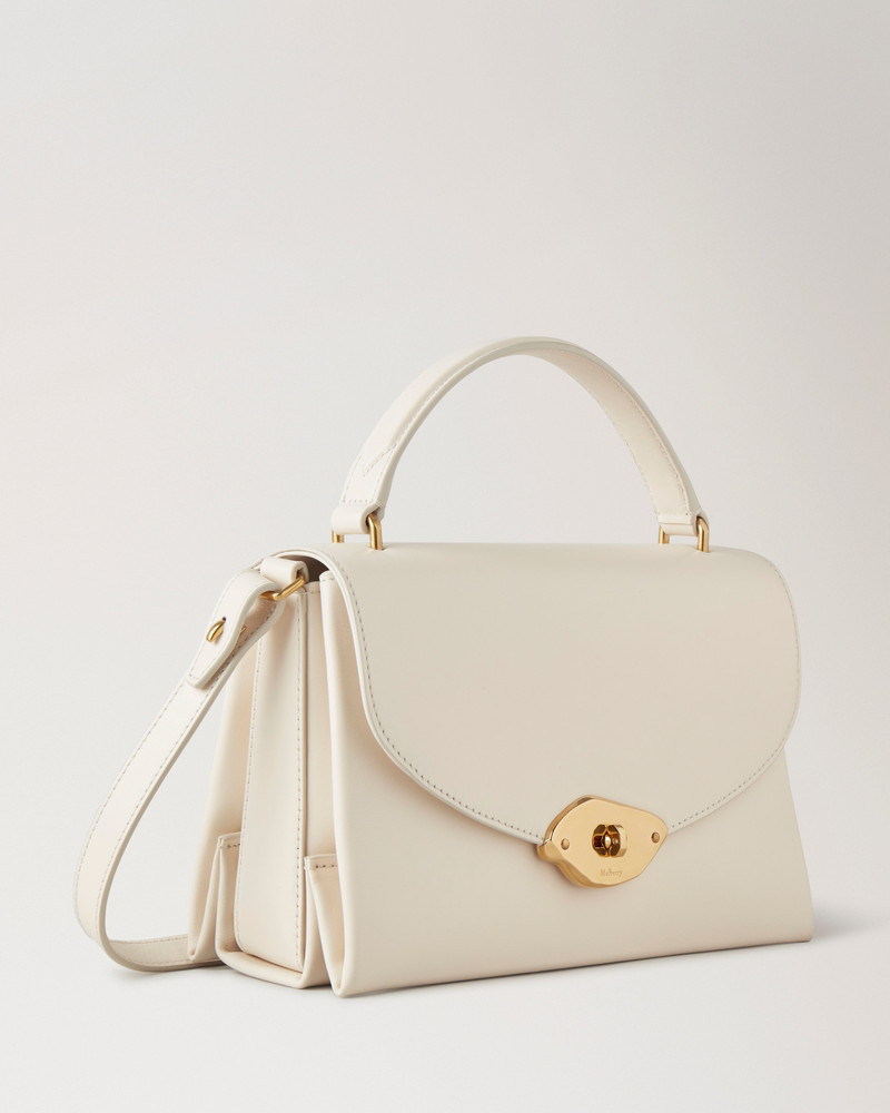 Lana Top Handle Eggshell High Gloss Leather 4