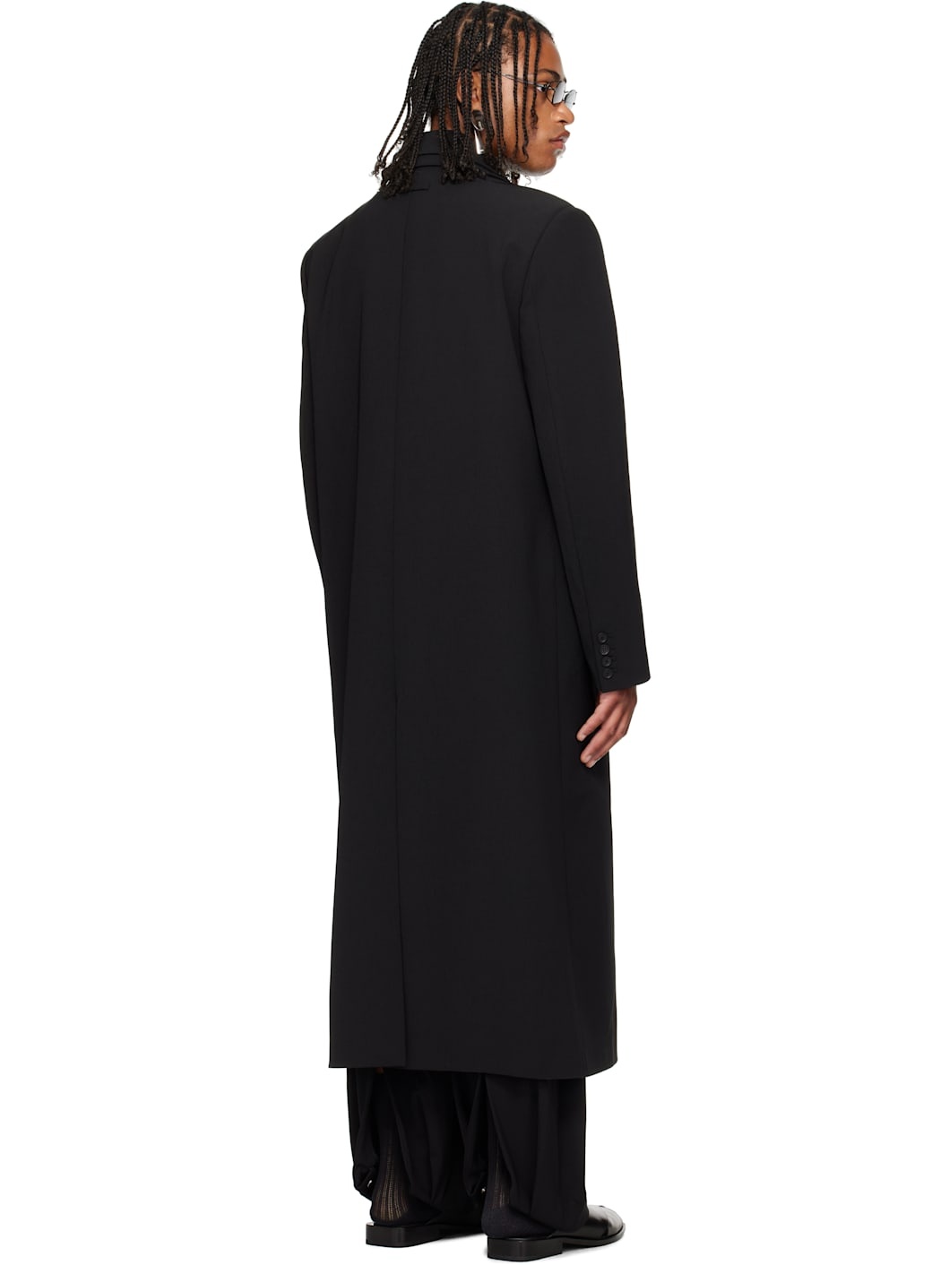 Black Double Layer Coat - 3