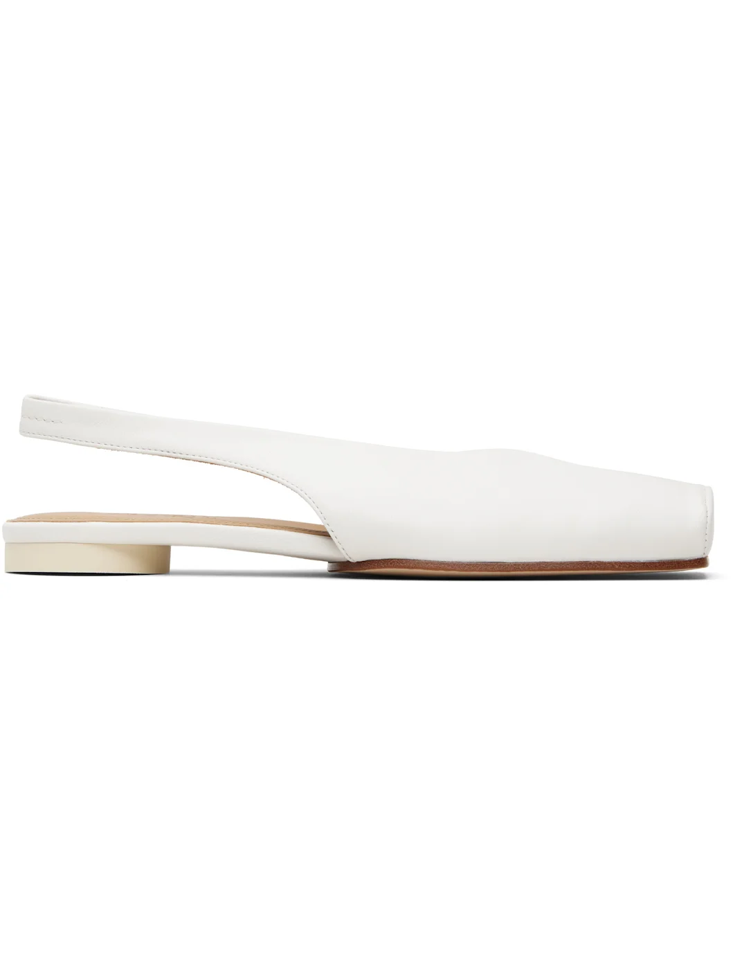 White Nappa Leather Ballerina Flats - 1