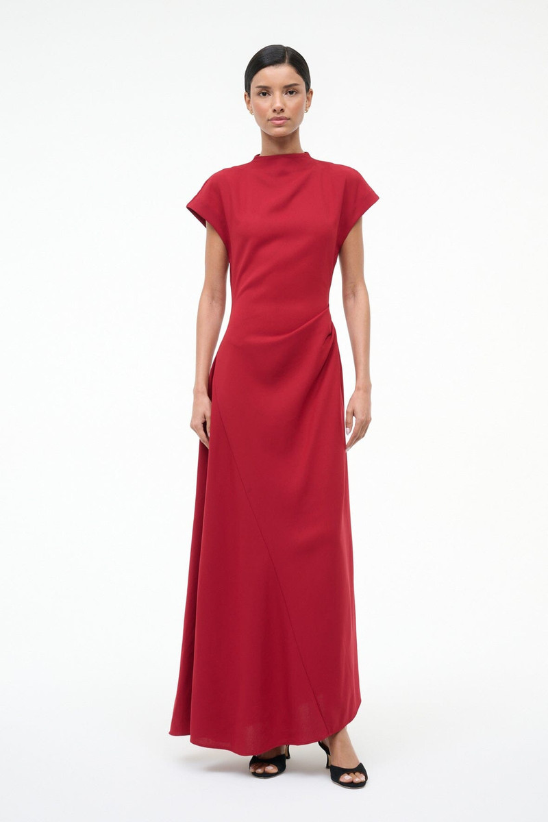 STAUD ZAYA DRESS POMEGRANATE 3