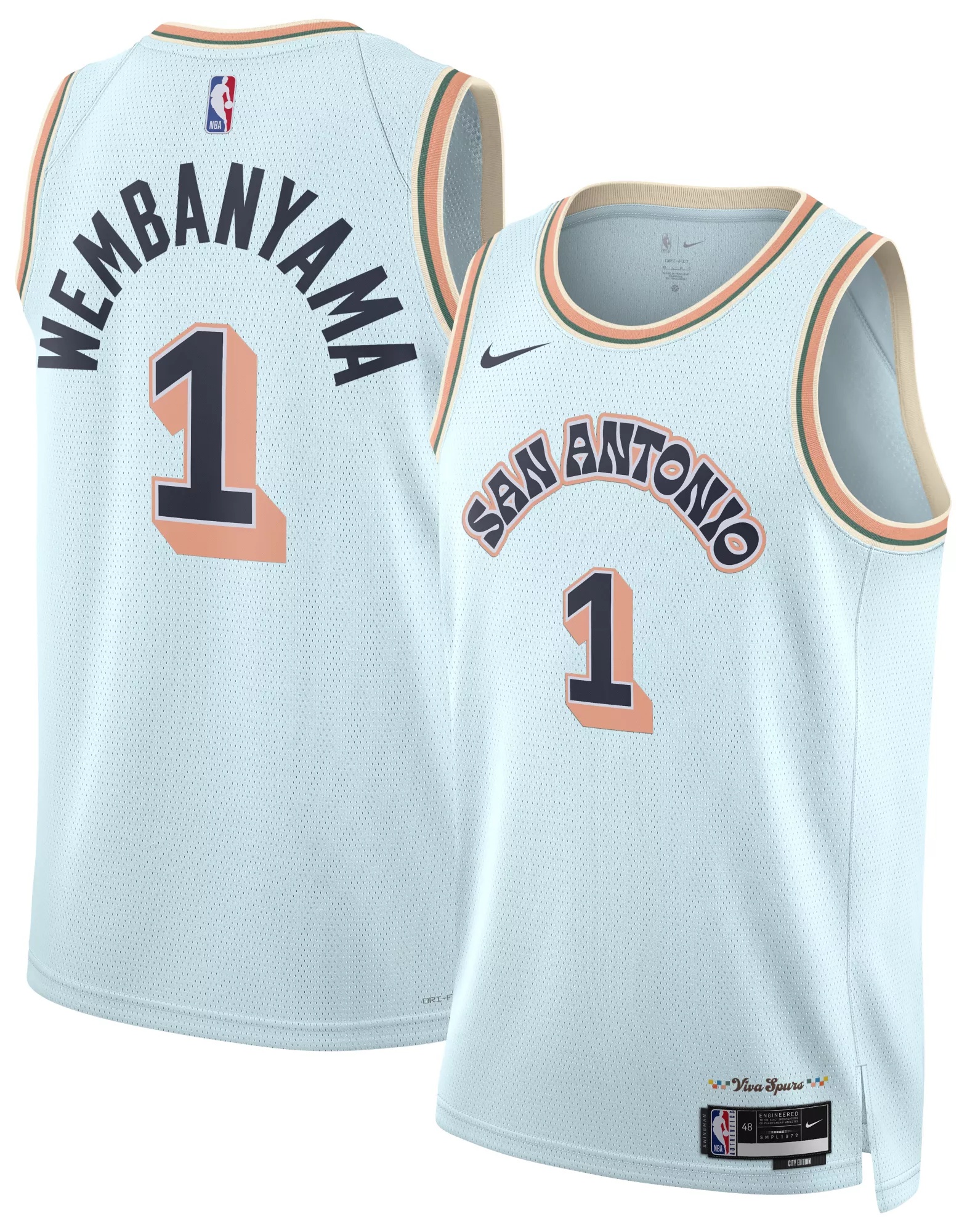 Nike Adult 2024-25 City Edition San Antonio Spurs Victor Wembanyama #1 Jersey - 1
