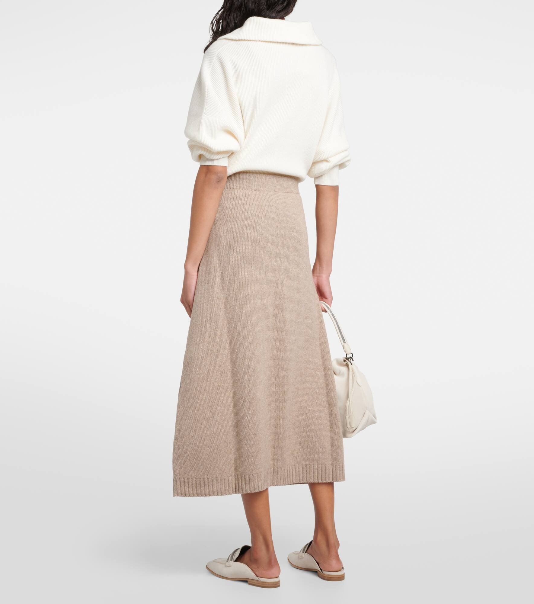 Wool and silk blend midi skirt - 3
