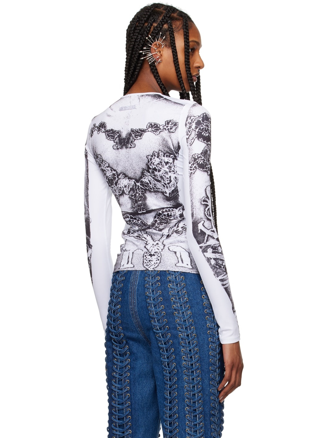 White 'The Gaultier Paris' Long Sleeve T-Shirt - 3