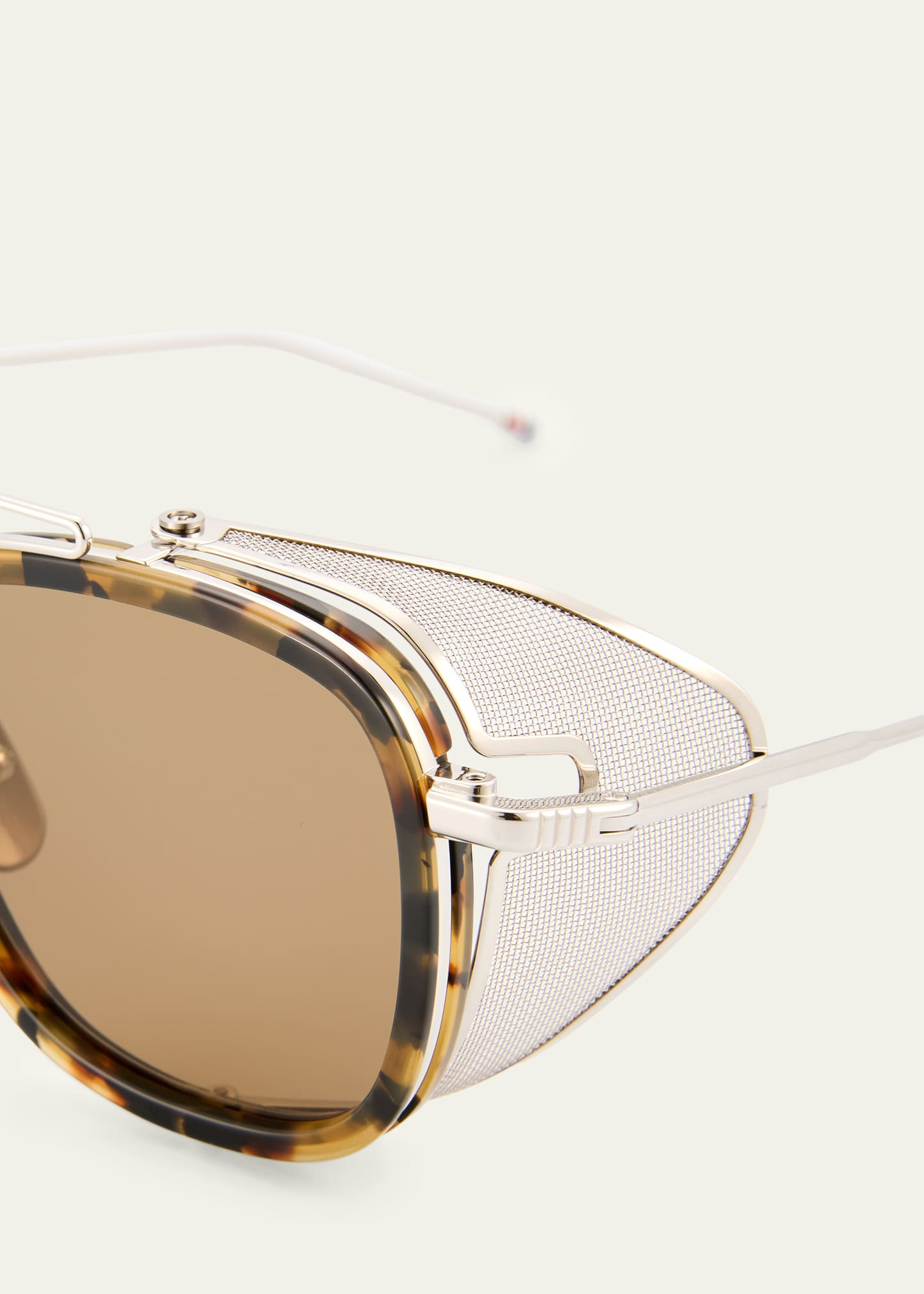 Men's Acetate and Titanium Rectangle Sunglasses with Side Shields - 4