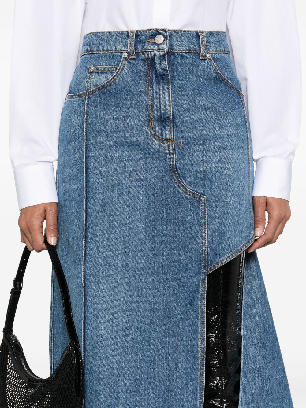 Slashed denim midi skirt - 5