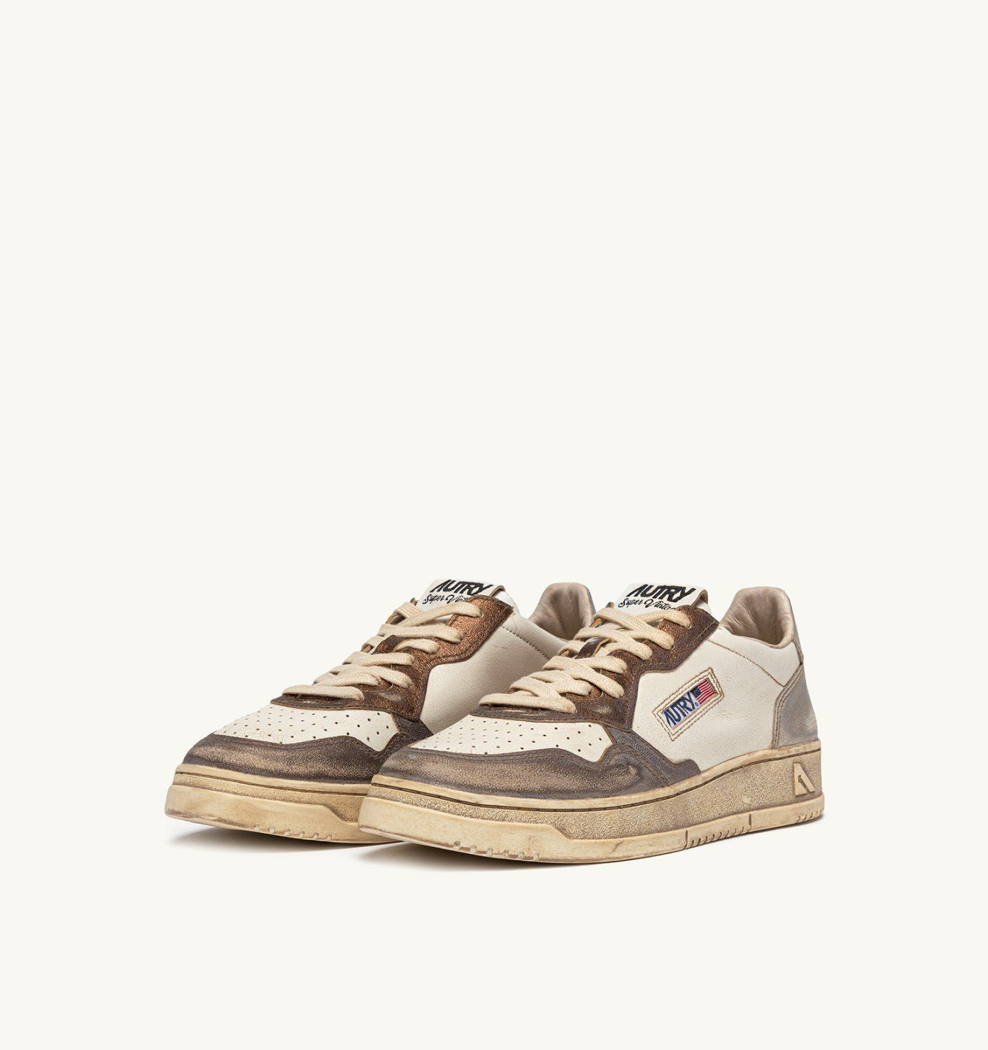 MEDALIST LOW SNEAKERS SUPER VINTAGE IN WHITE CHOCOLATE AND SILVER LEATHER - 2