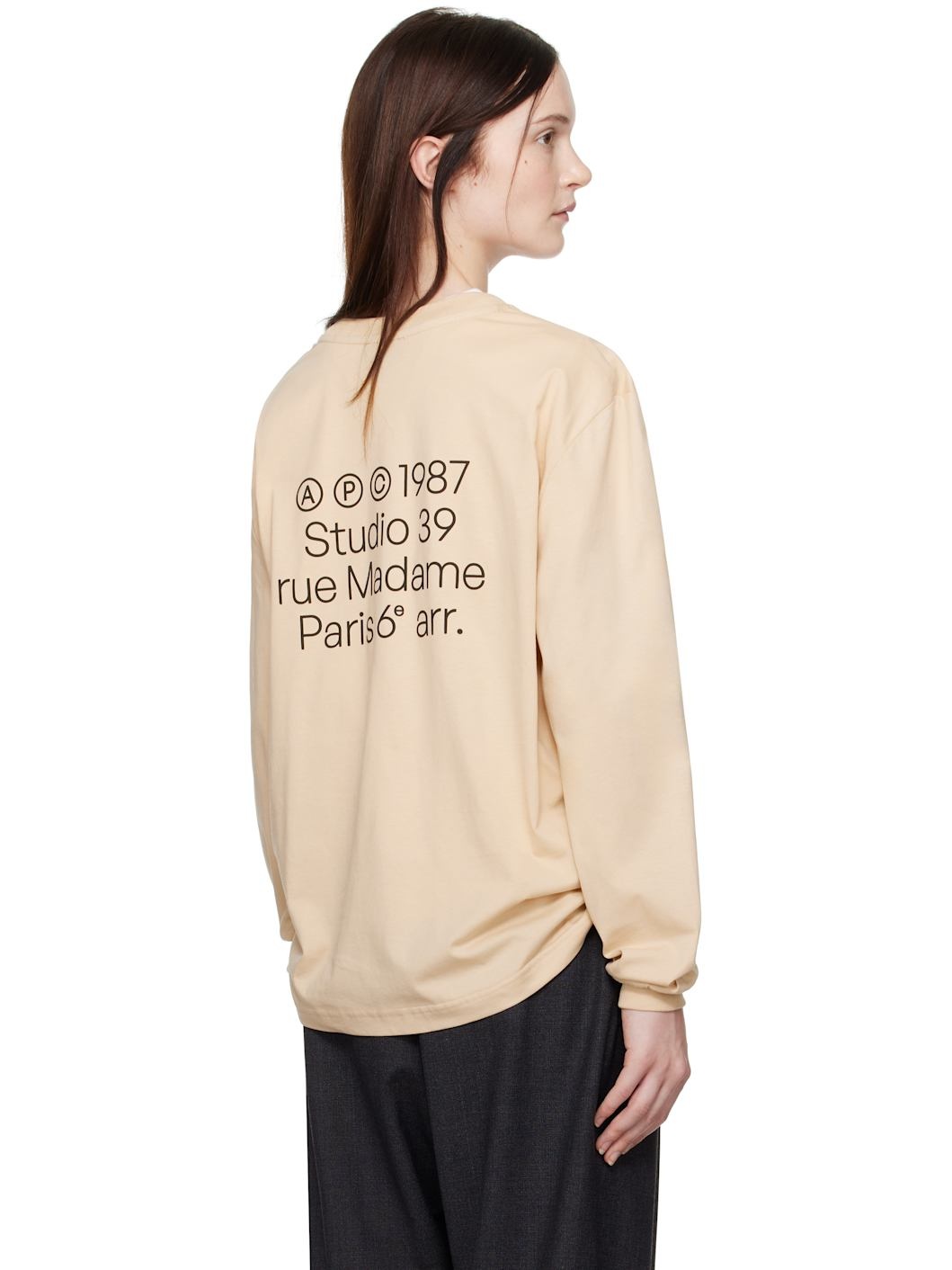 Beige Manche Longue Adresse T-shirt - 3