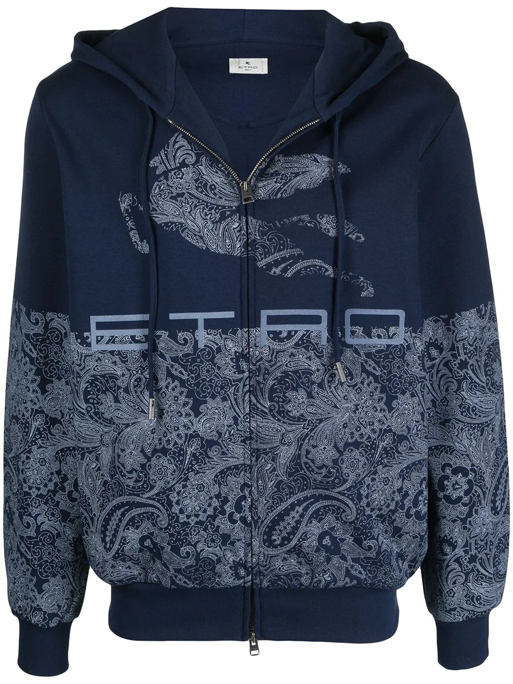 panelled paisley zip-up hoodie - 1