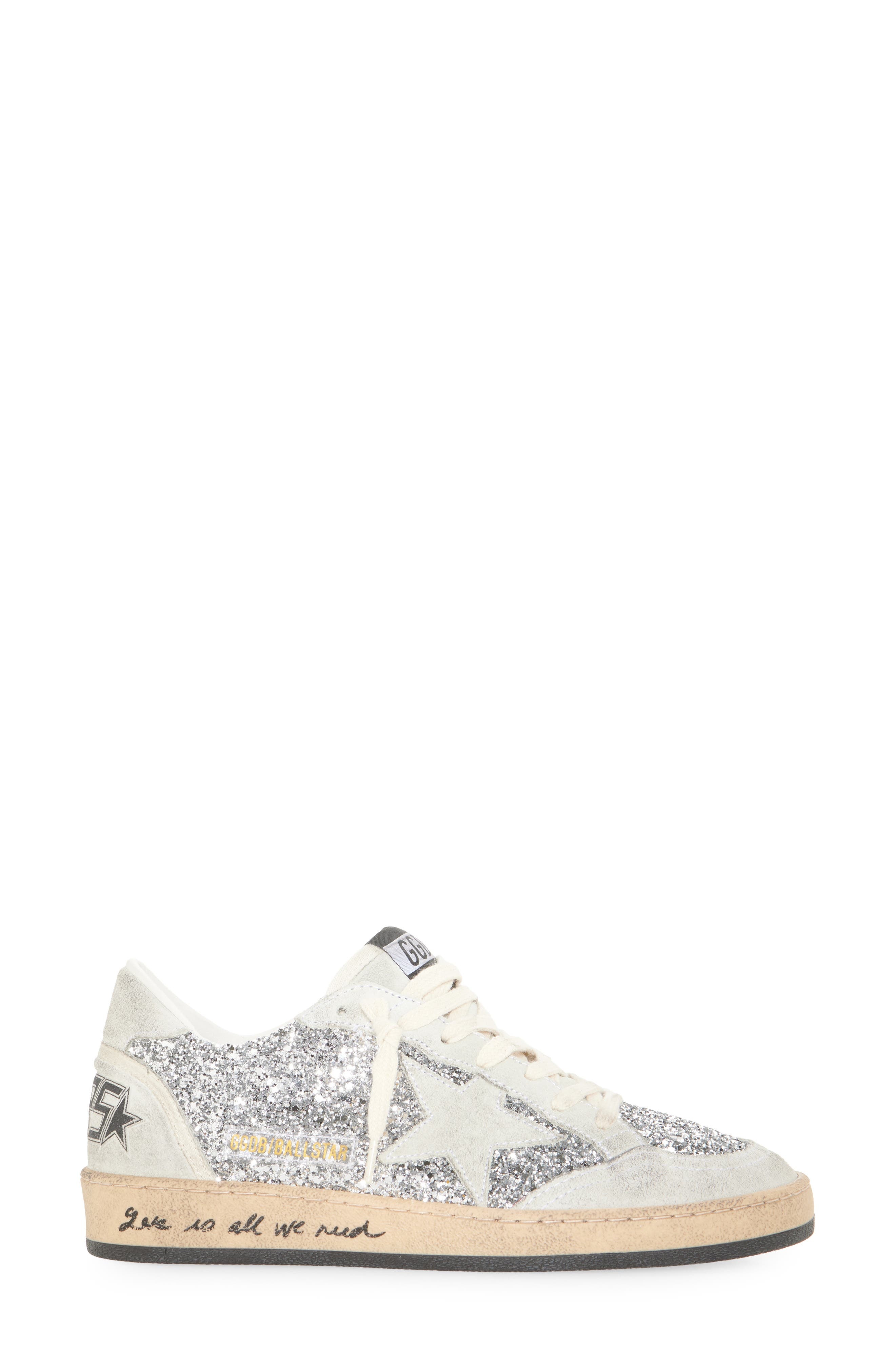 Golden Goose Ball Star Glitter Sneaker in Silver/Ice at Nordstrom - 3