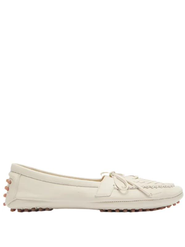 Driver Moccasin in Ecru Embroidered Leather - 1