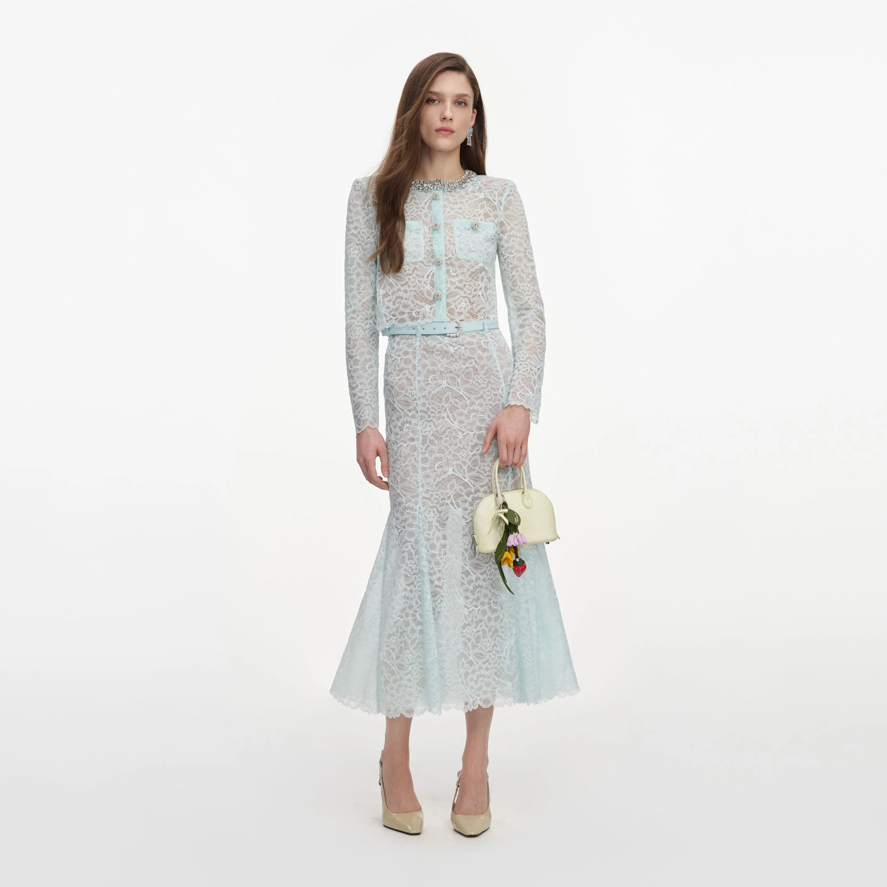 Mint Lace Midi Skirt - 1