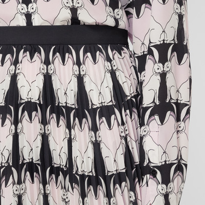 Burberry Rabbit Print Pleated Crepe de Chine Skirt outlook