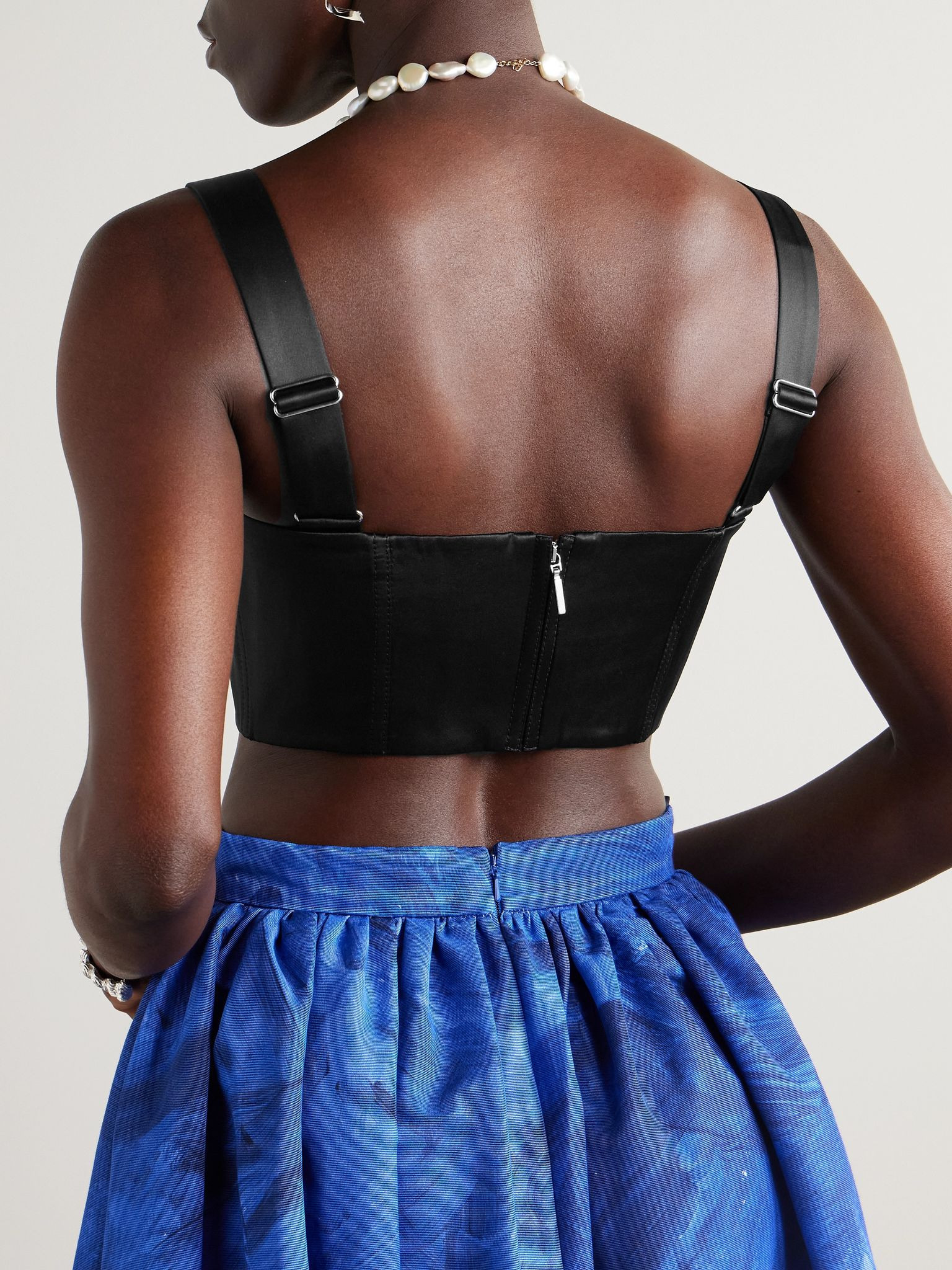 Silk-satin bustier top Black - 3
