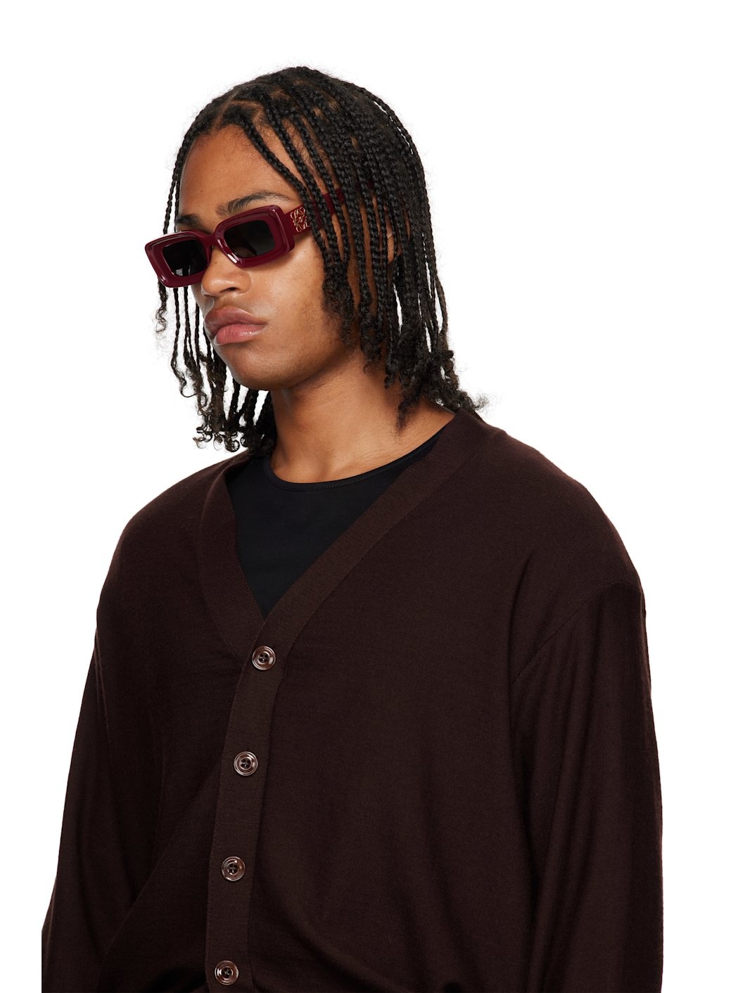 Burgundy Rectangular Sunglasses - 4