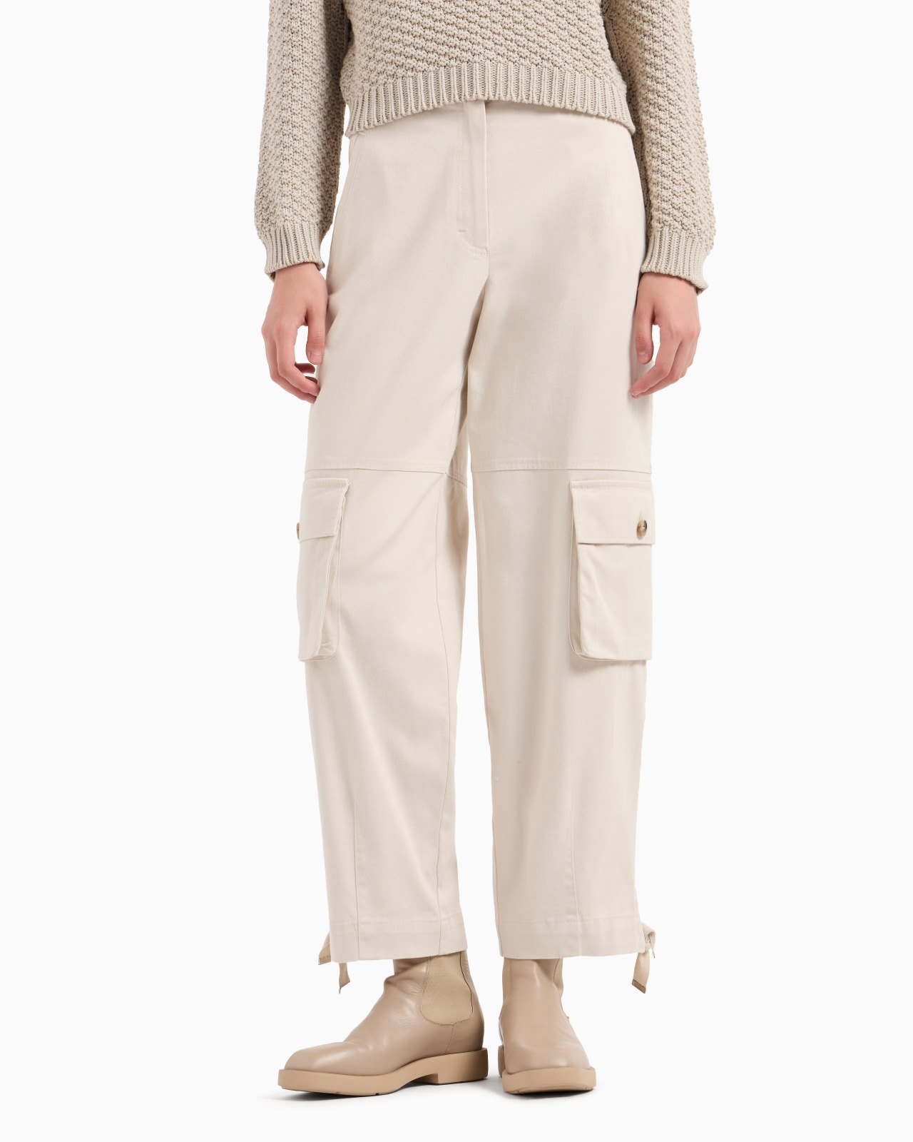 Stretch cotton gabardine cargo trousers - 2