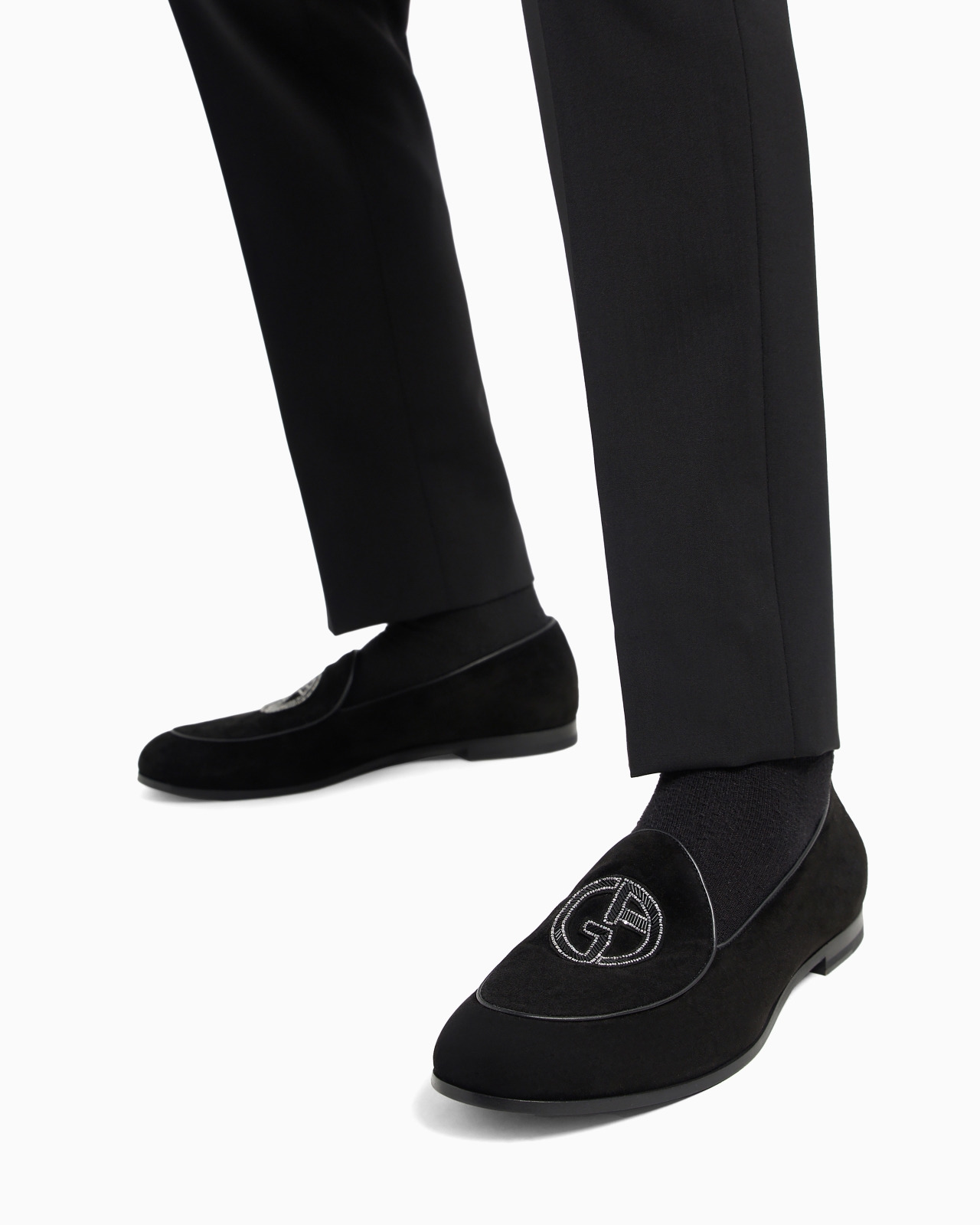 Suede loafers with embroidered logo - 7
