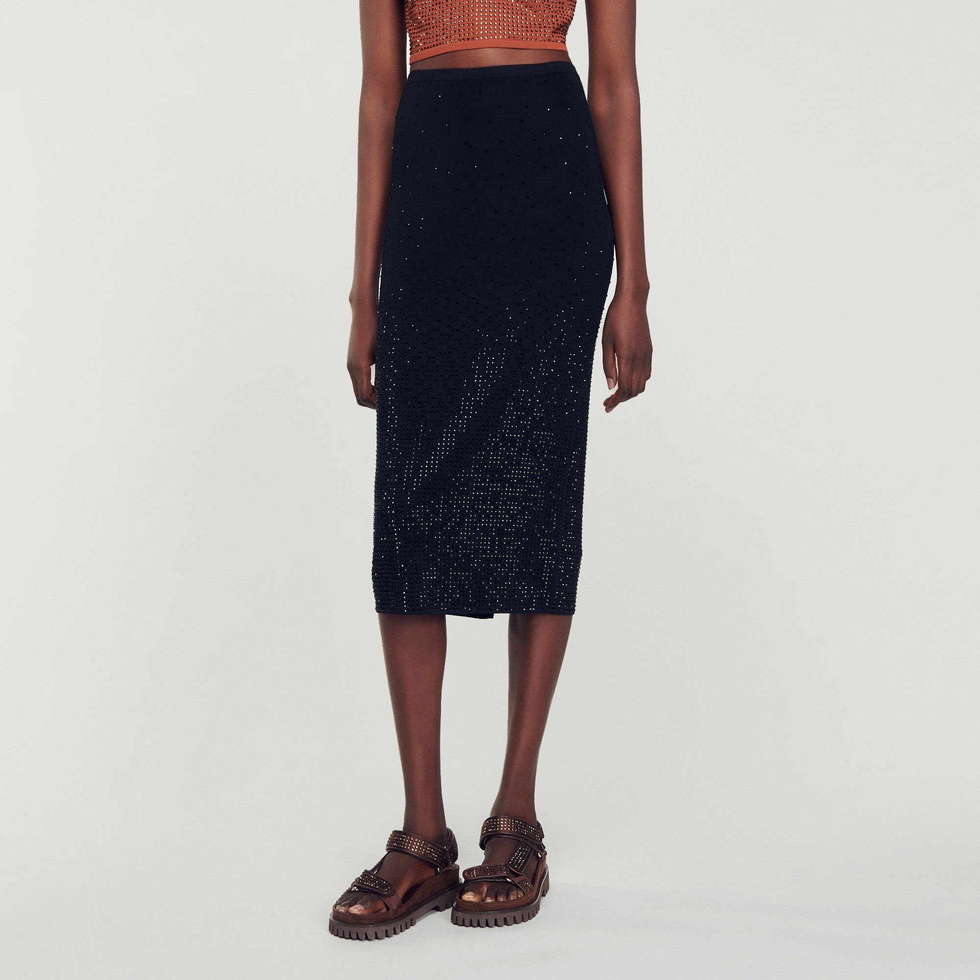 RHINESTONE-EMBELLISHED MIDI SKIRT - 5