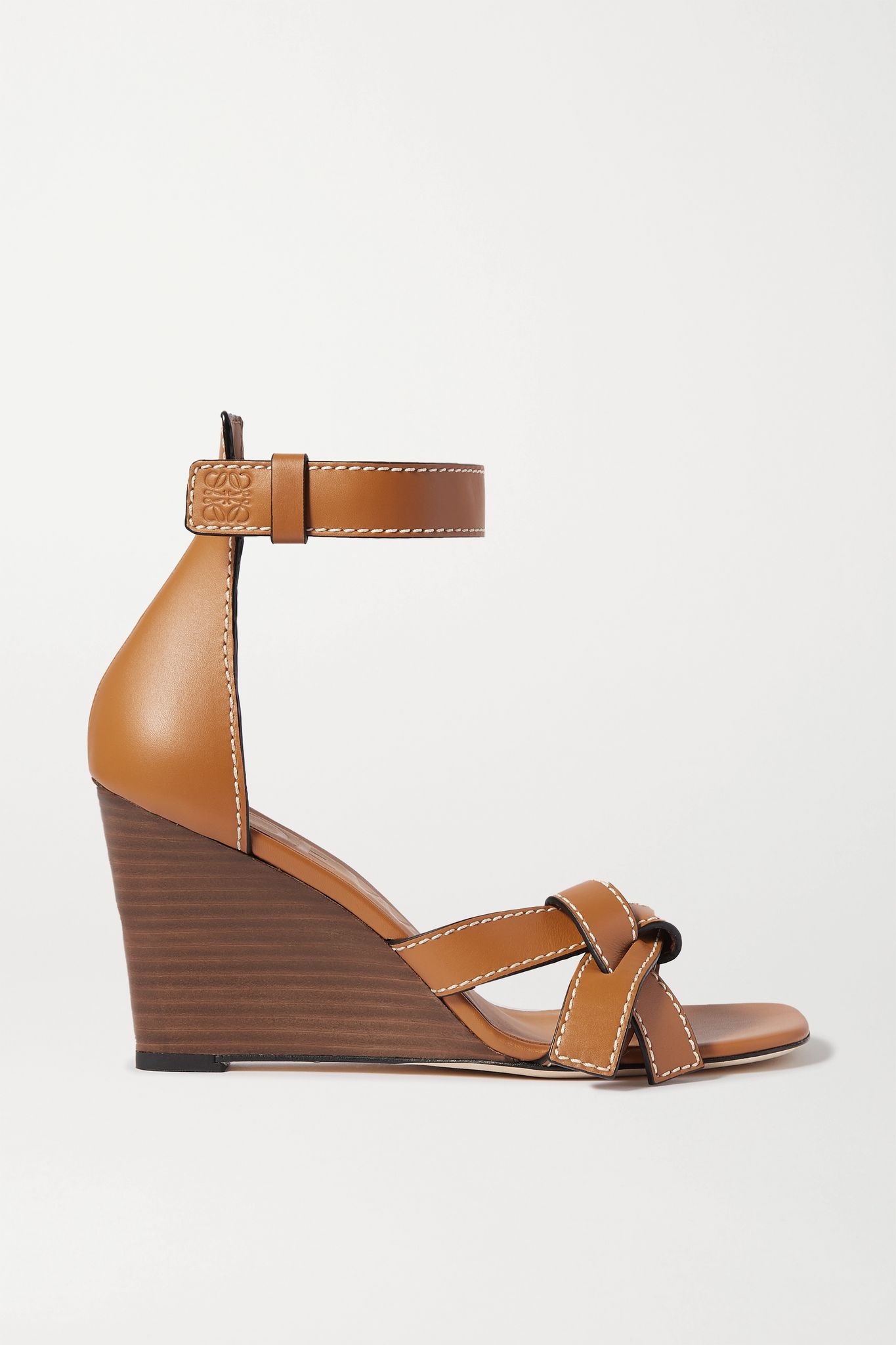 Gate topstitched leather wedge sandals - 1