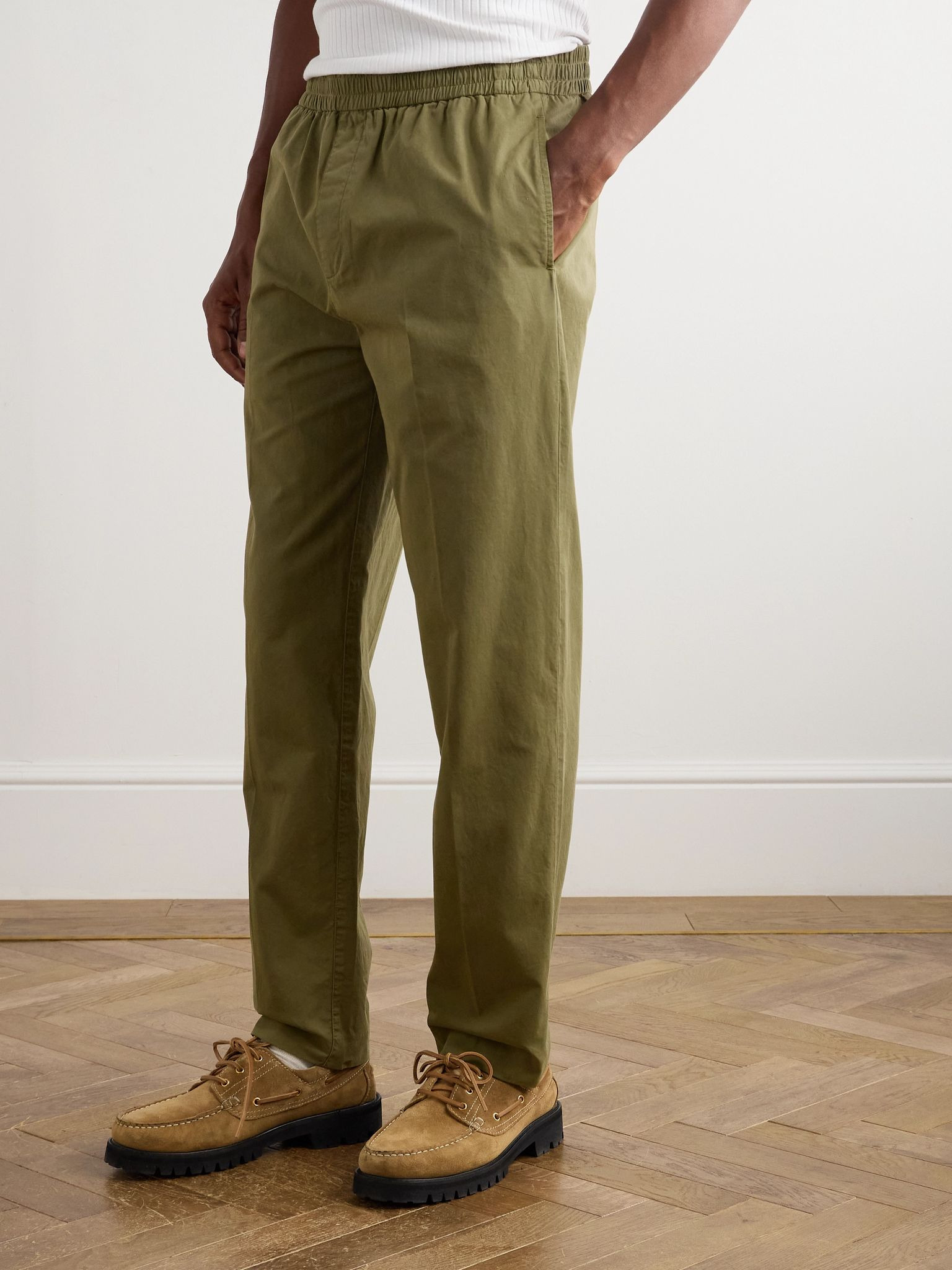 Pieter Straight-Leg Pleated Cotton Trousers Green - 3