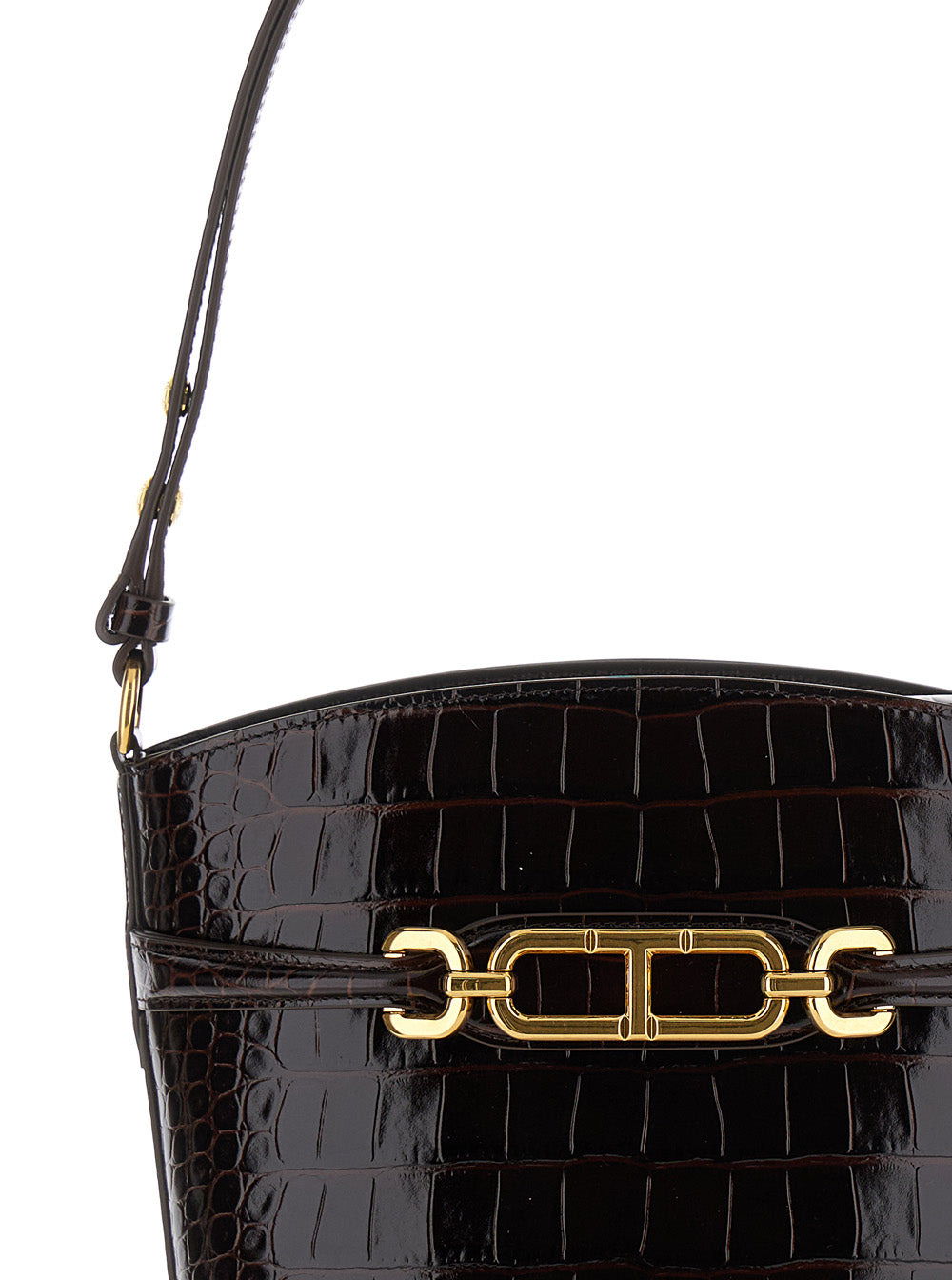 Tom Ford Women Brown Handbag With T Logo Detail In Croco Printed Leather Woman - 5