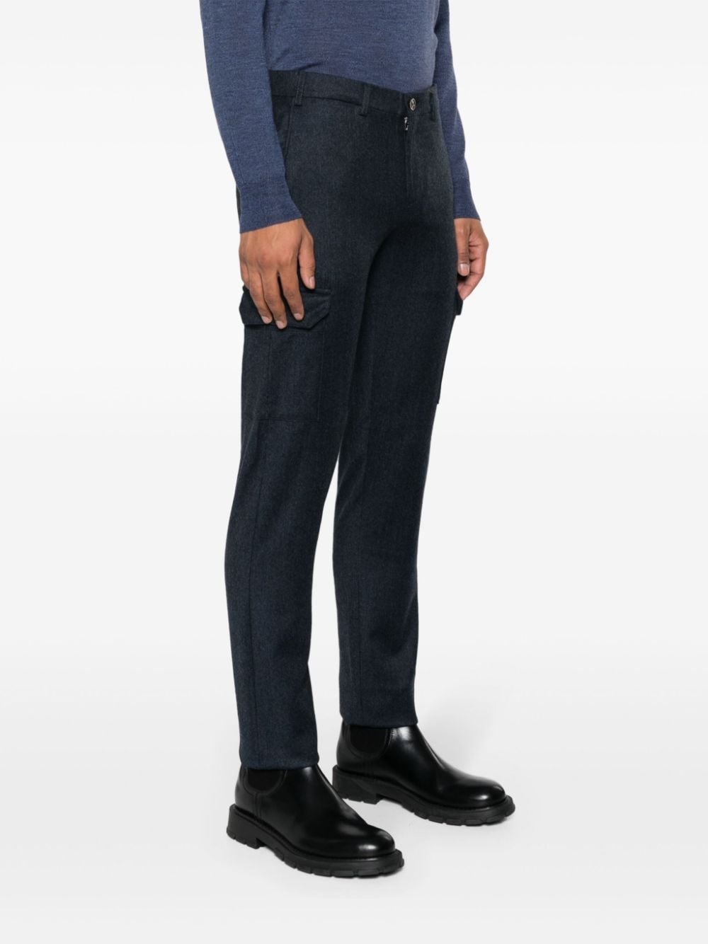 slim-cut wool cargo trousers - 3