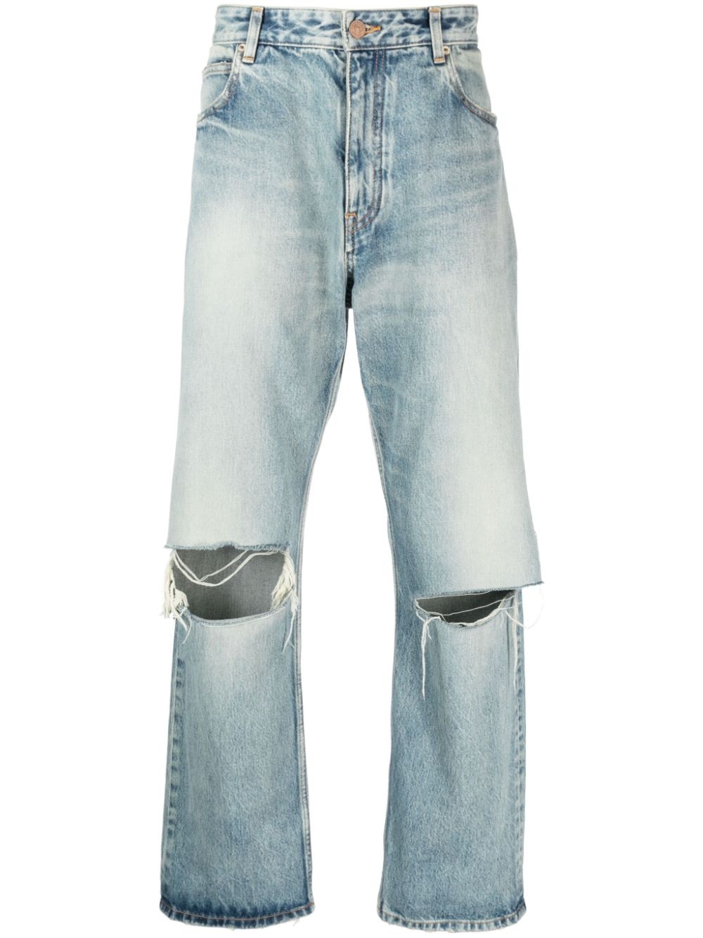 distressed low-rise wide-leg jeans - 1
