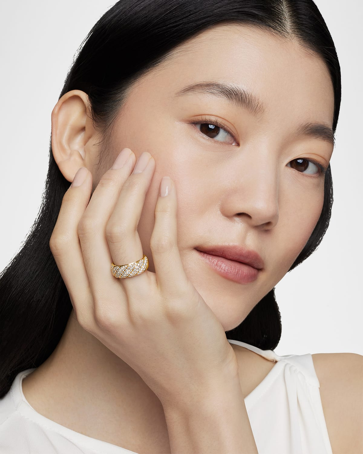 7.5mm Sculpted Cable Ring in 18K Gold - 3