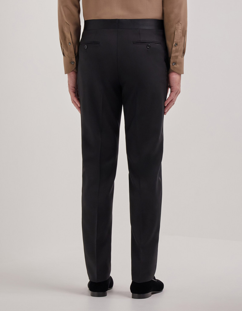 BLACK TROUSERS IN PURE WOOL WITH SATIN SIDE STRIPE 4