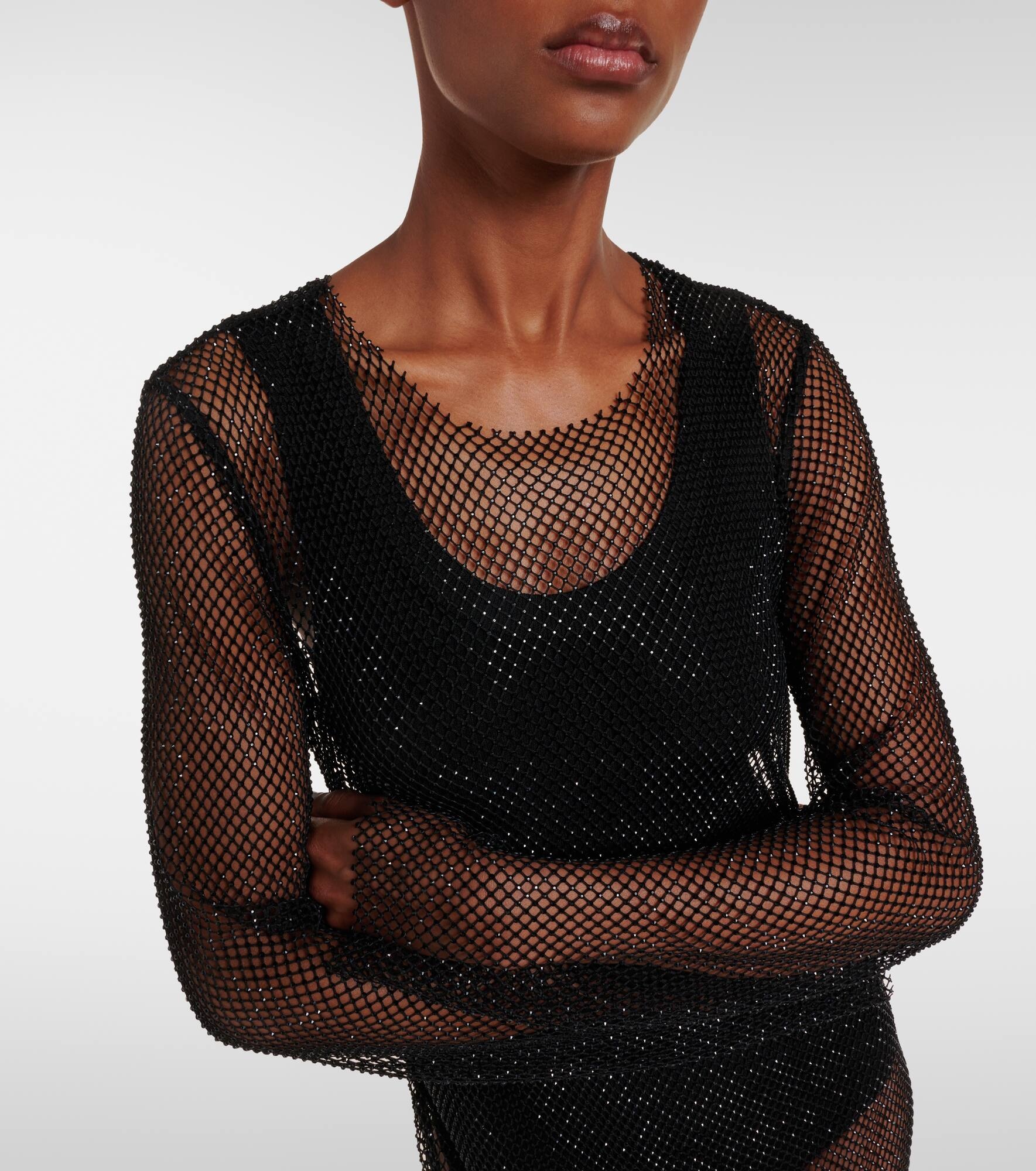 Embellished mesh maxi dress - 4