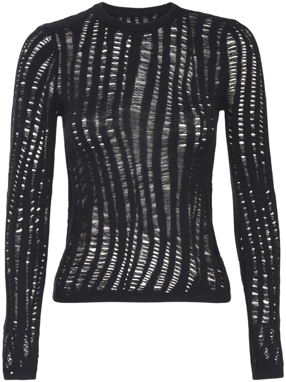 open-knit long-sleeved top - 1