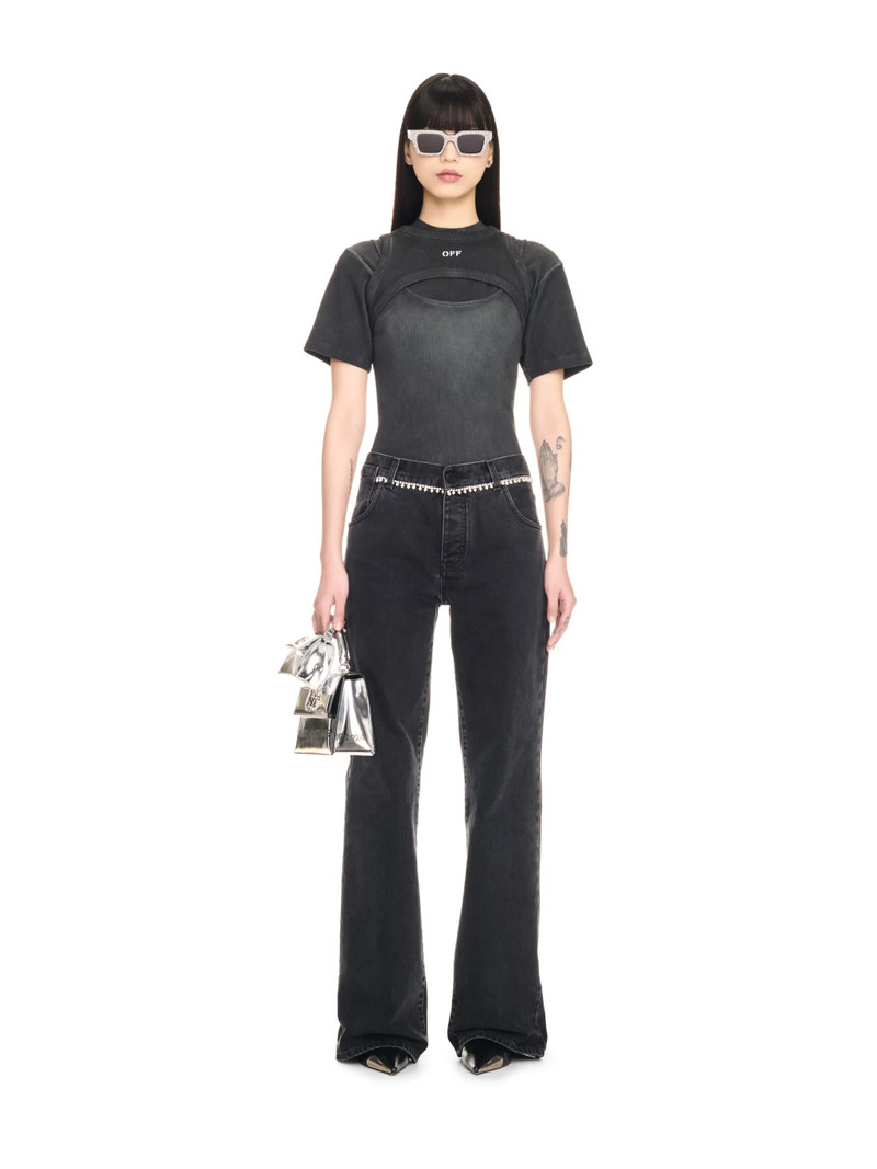 Off-White Embellished Wide Denim Pants outlook