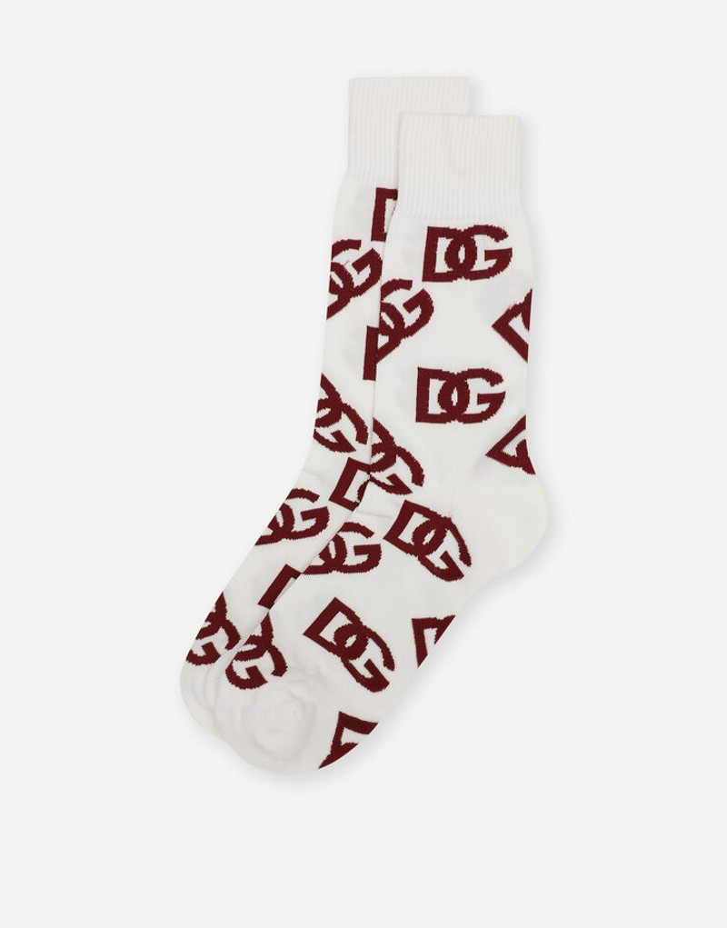 Dolce & Gabbana Cotton socks with all-over jacquard DG logo outlook