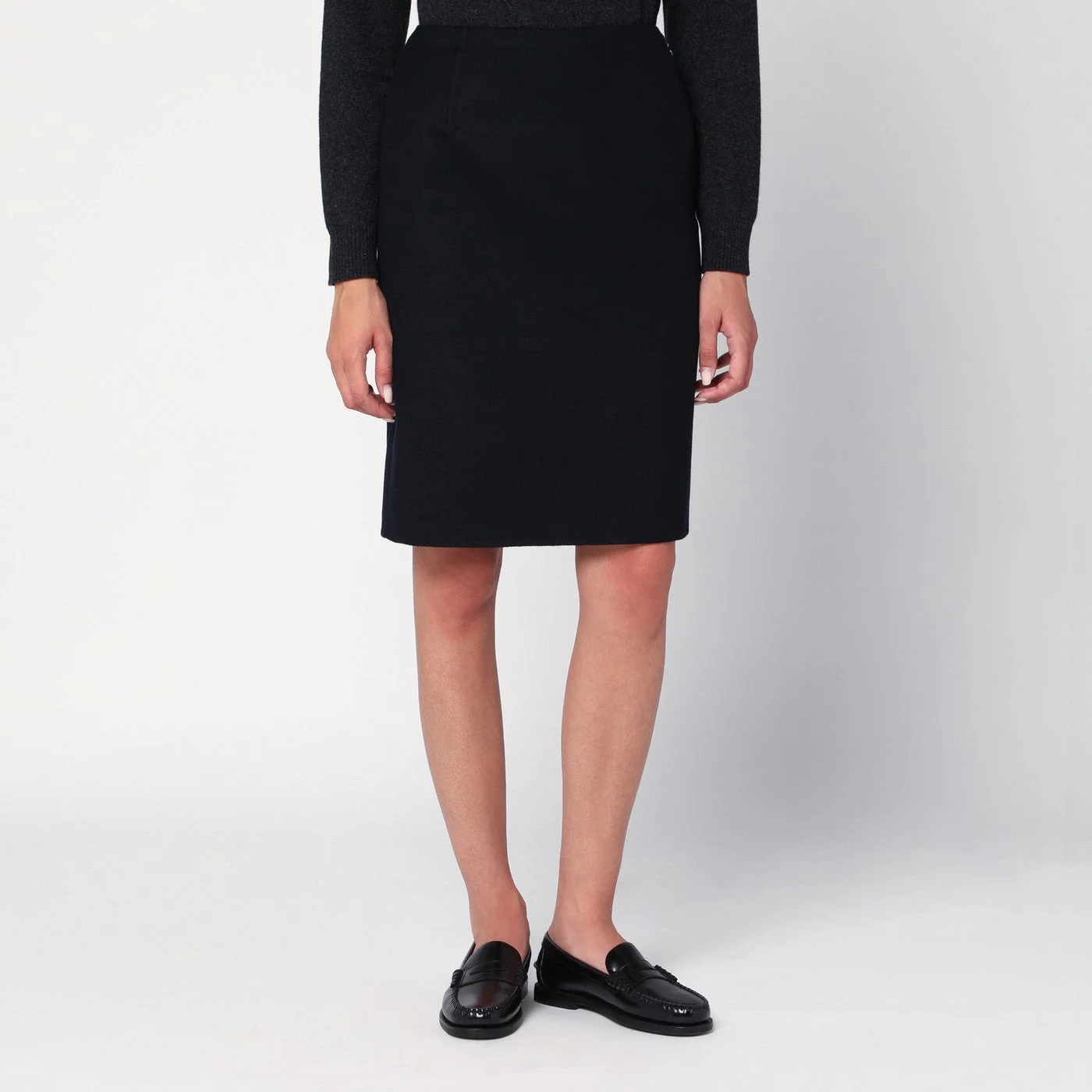 Vivian navy blue cashmere skirt - 1