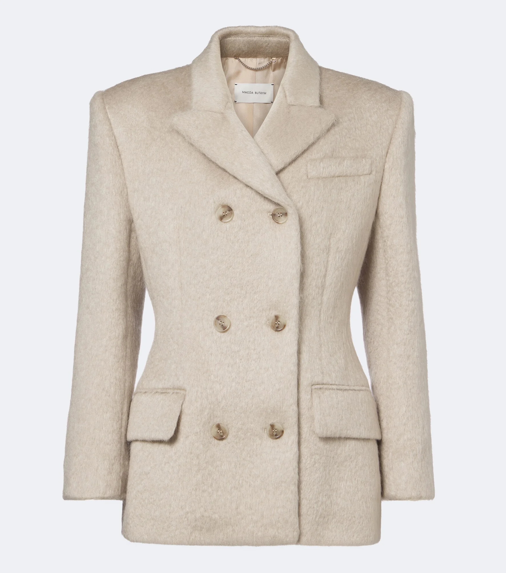 Double-breasted wool-blend blazer - 1