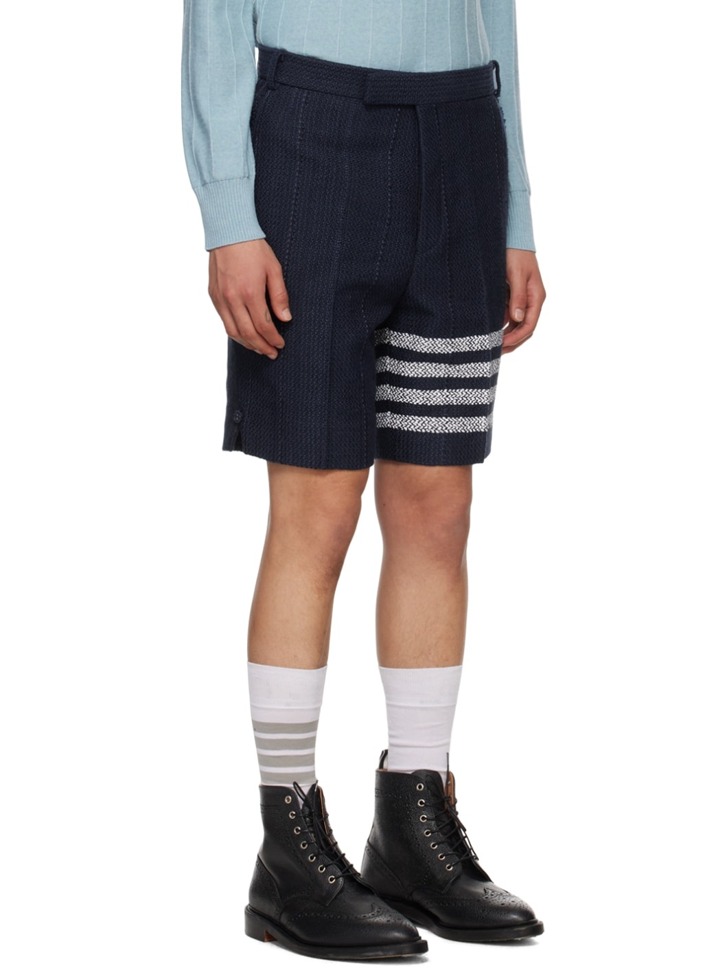 Navy 4-Bar Sack Shorts - 2