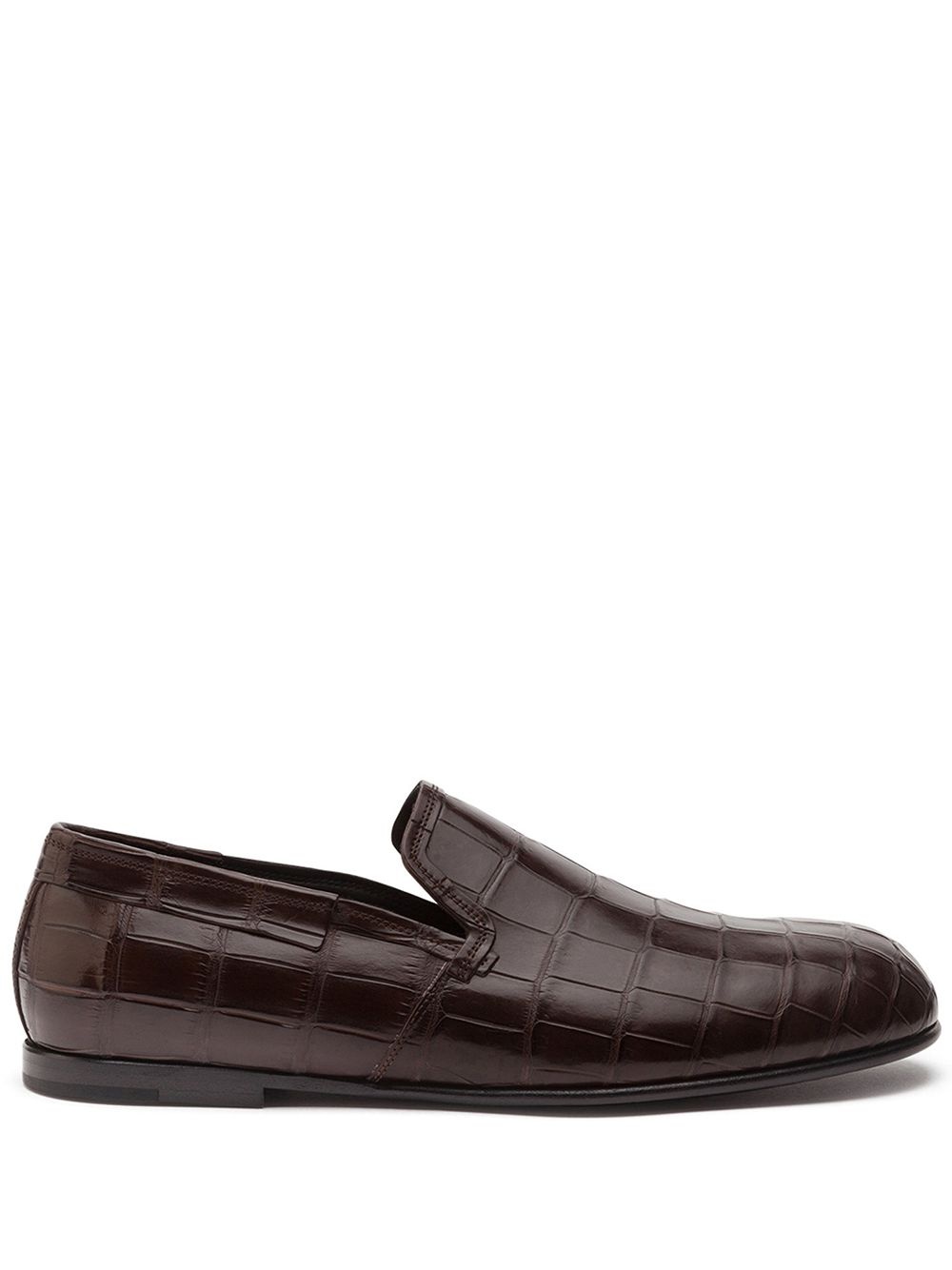 crocodile leather slip-on shoes - 1