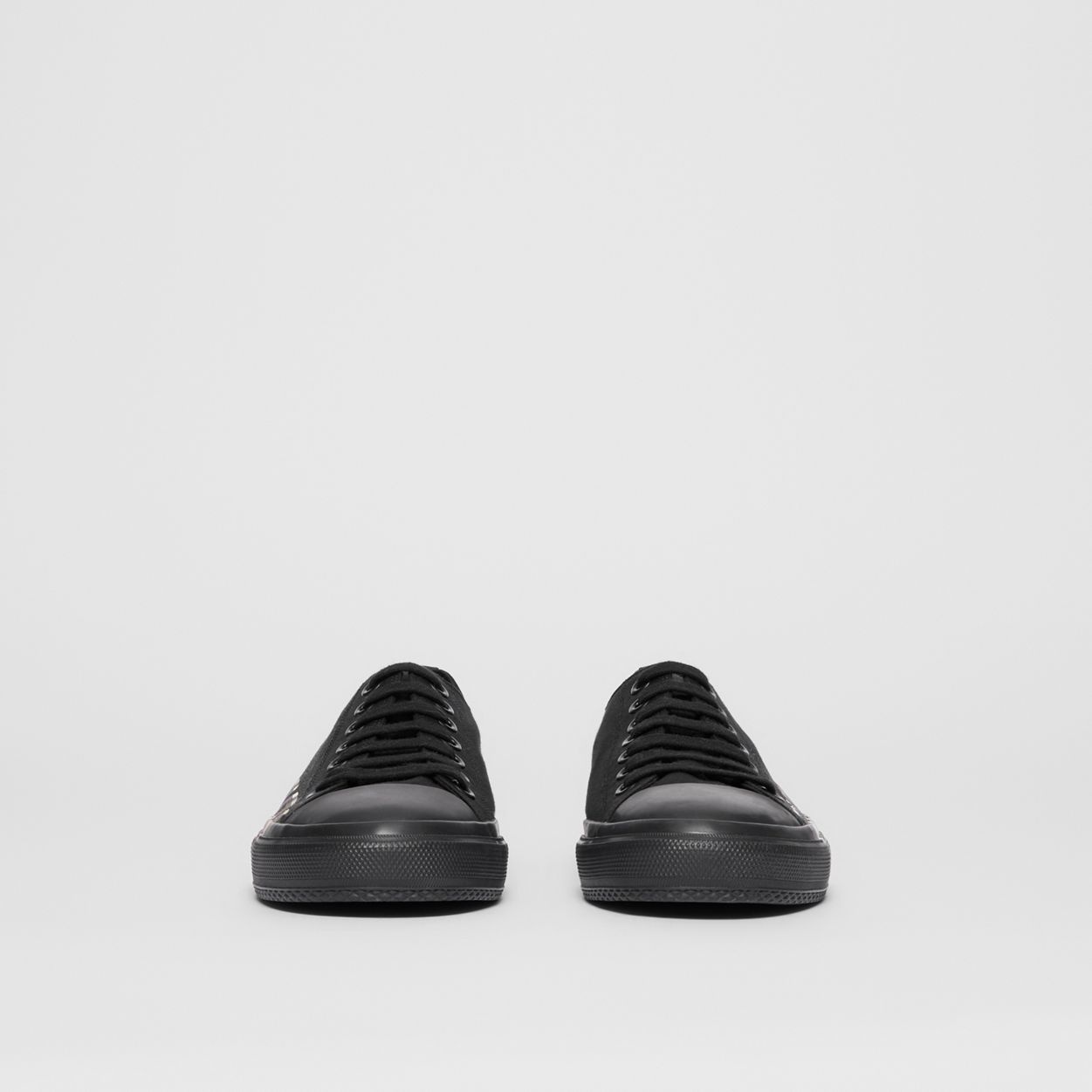 Vintage Check Logo Print Cotton Gabardine Sneakers - 4
