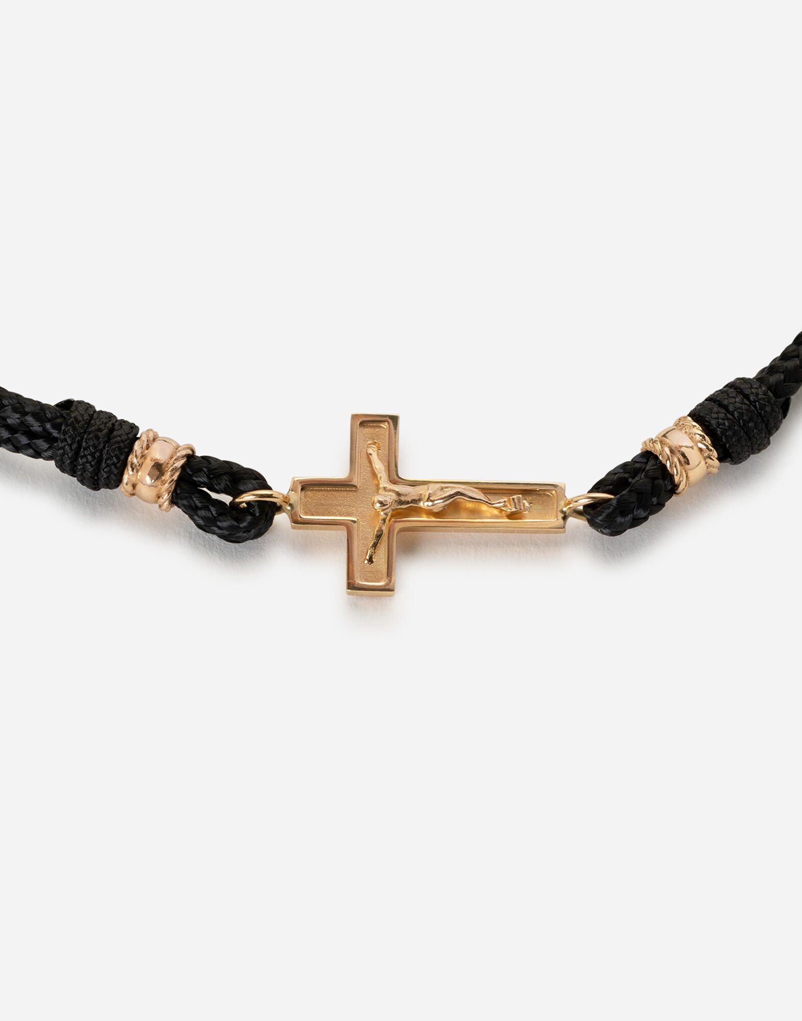 Fabric Sicily bracelet with yellow gold cross - 2