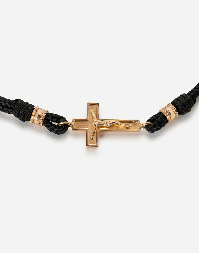 Dolce & Gabbana Sicily Bracelet fabric with yellow gold 18-carat cross outlook