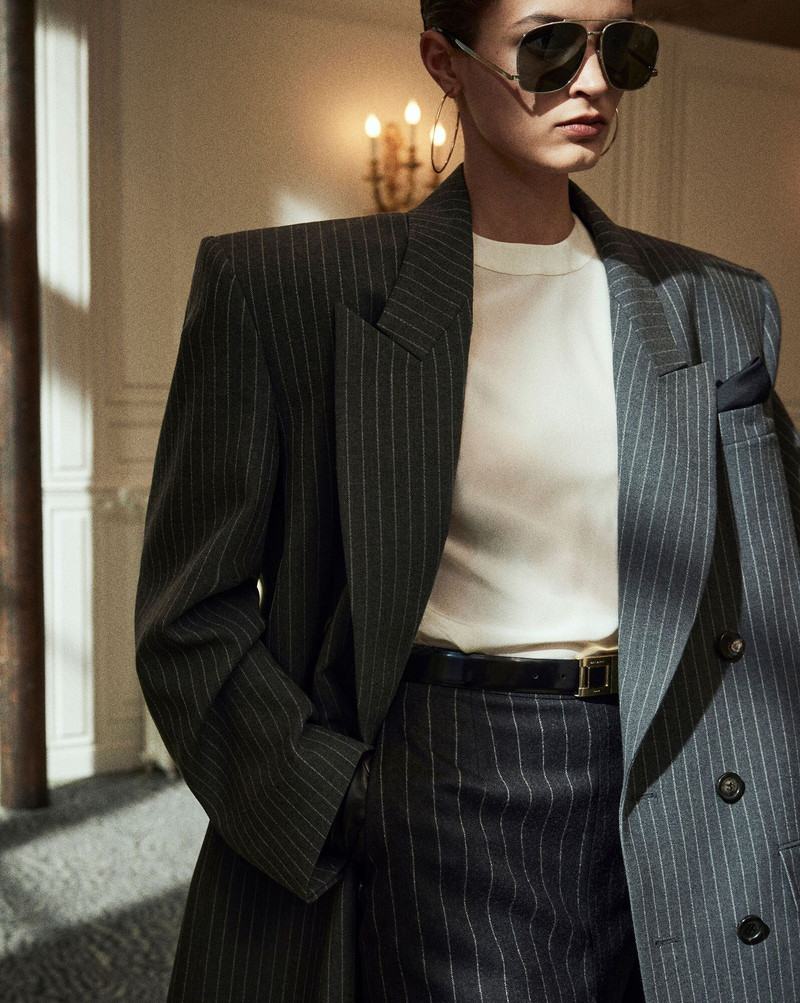 SAINT LAURENT pencil skirt in striped flannel outlook