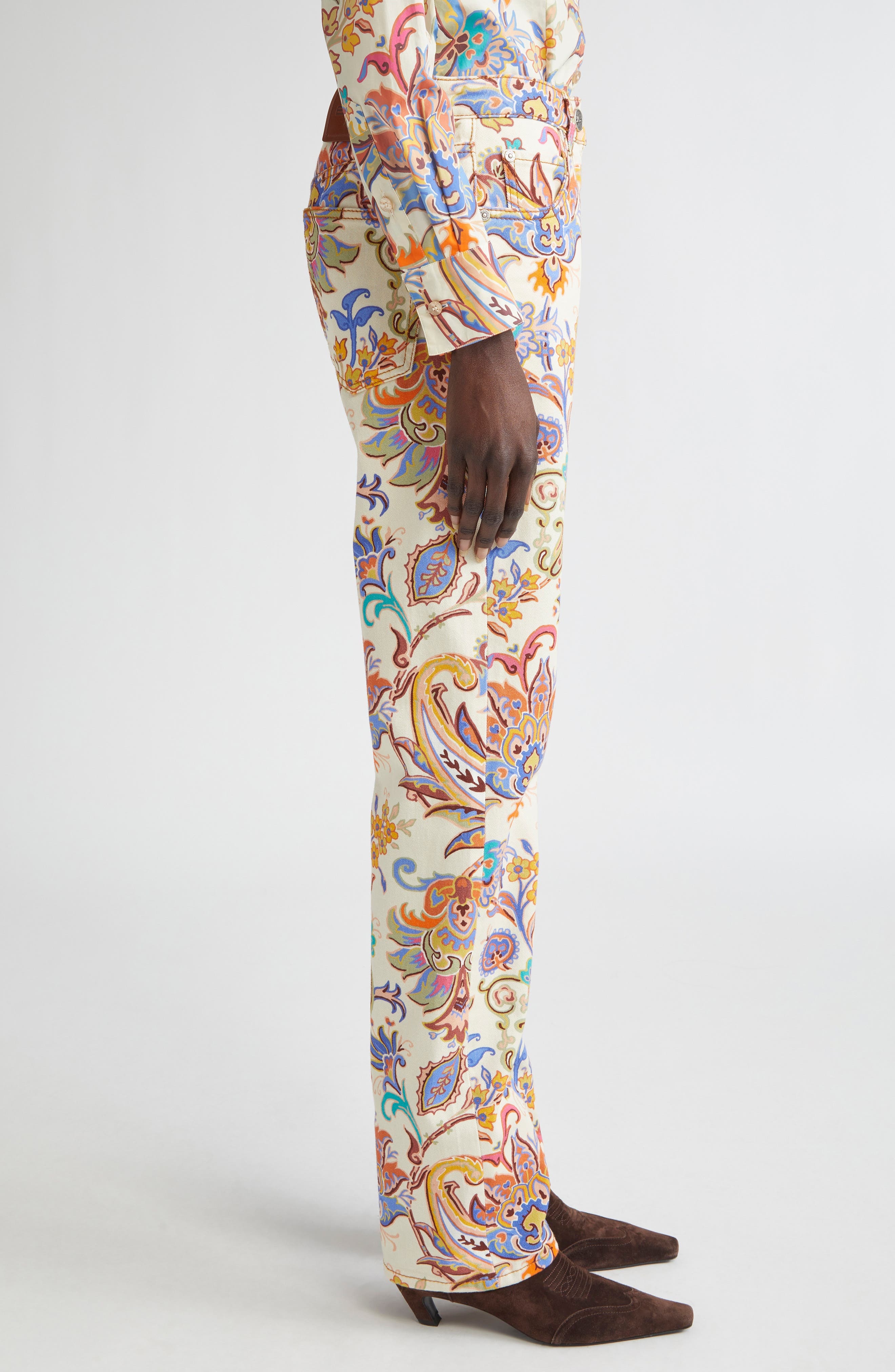 Etro Paisley Straight Leg Pants in Stampa F.do Bianco at Nordstrom - 4