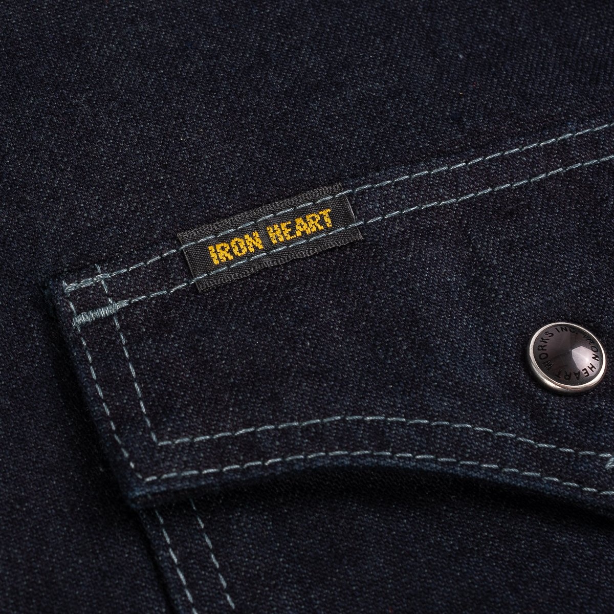 Iron Heart IHSH-321-OD 10oz Selvedge Denim Western Shirt - Indigo Overdyed  Black