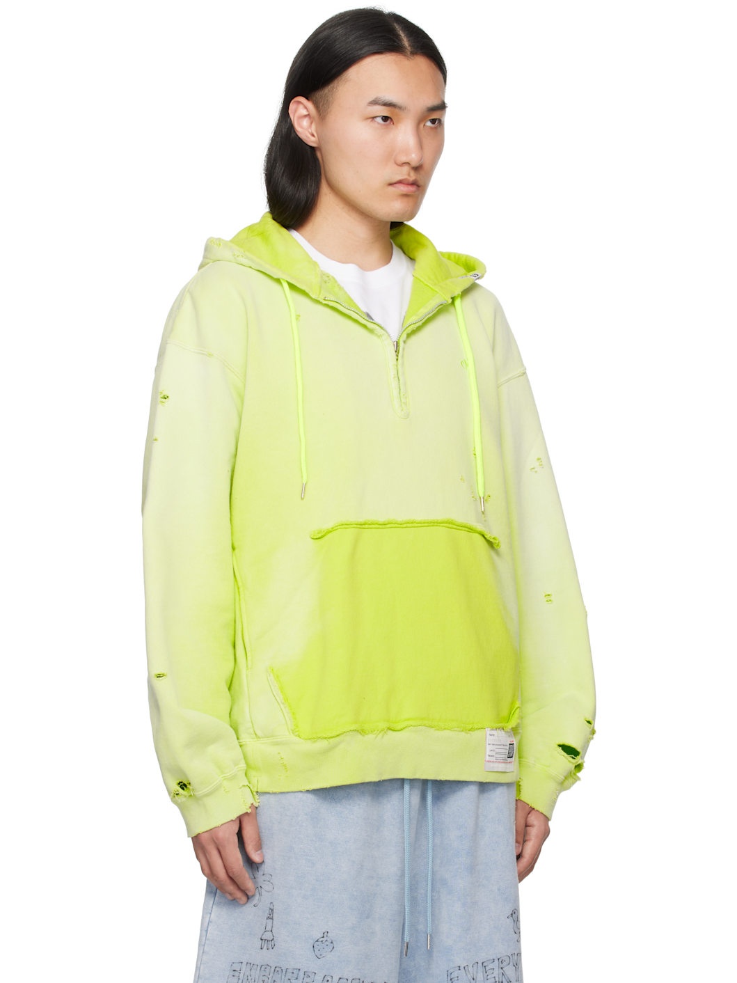 Yellow Sun Faded Half Zip-Up Hoodie - 2