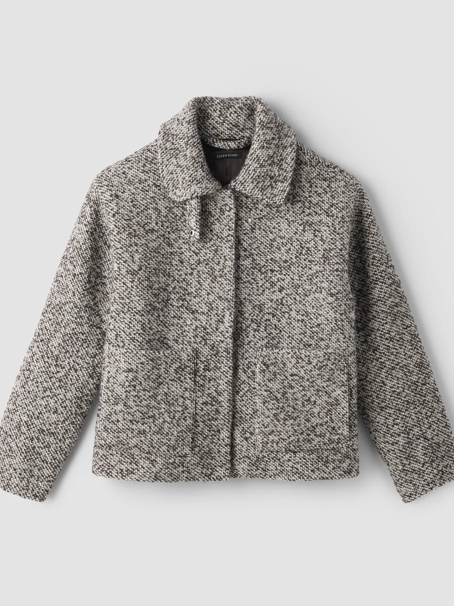 Marled Wool Tweed Classic Collar Jacket - 1