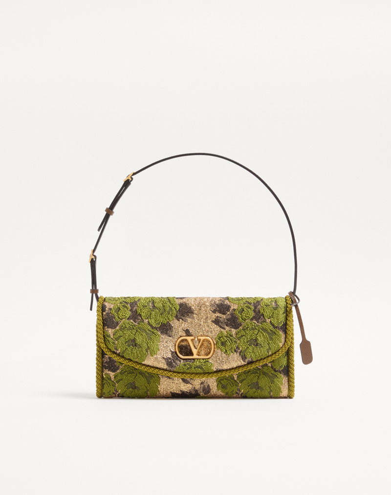 VALENTINO GARAVANI DEVAIN SMALL SHOULDER BAG IN JACQUARD LUREX FABRIC 1