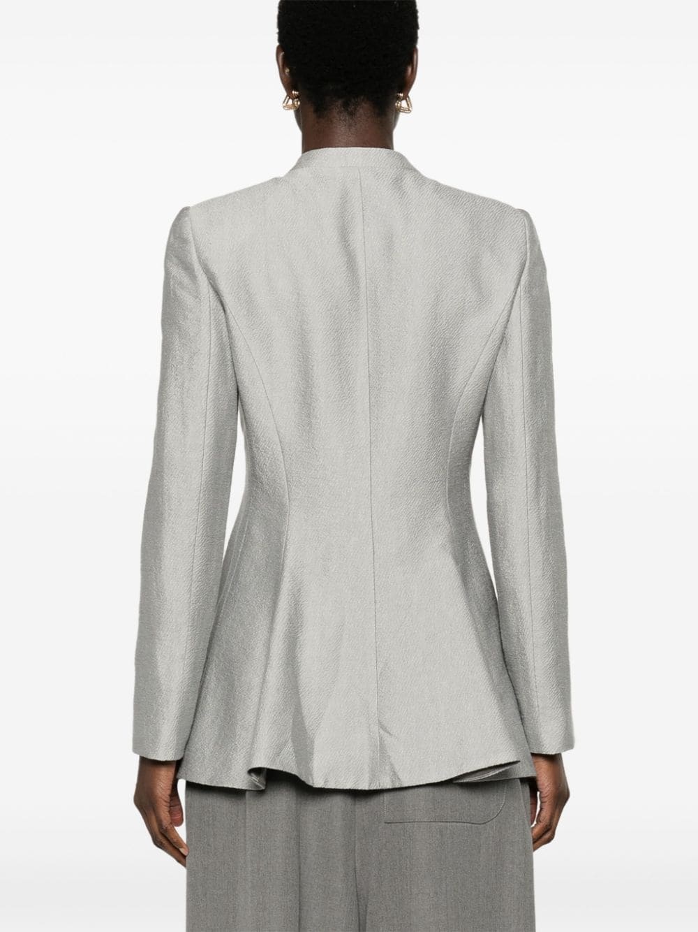 press-stud textured blazer - 4