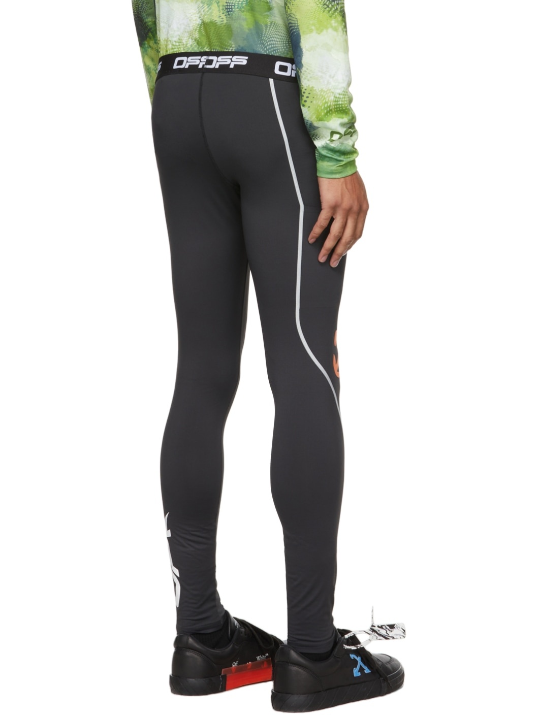 Black & Orange Active Logo Reflective Compression Tights - 3