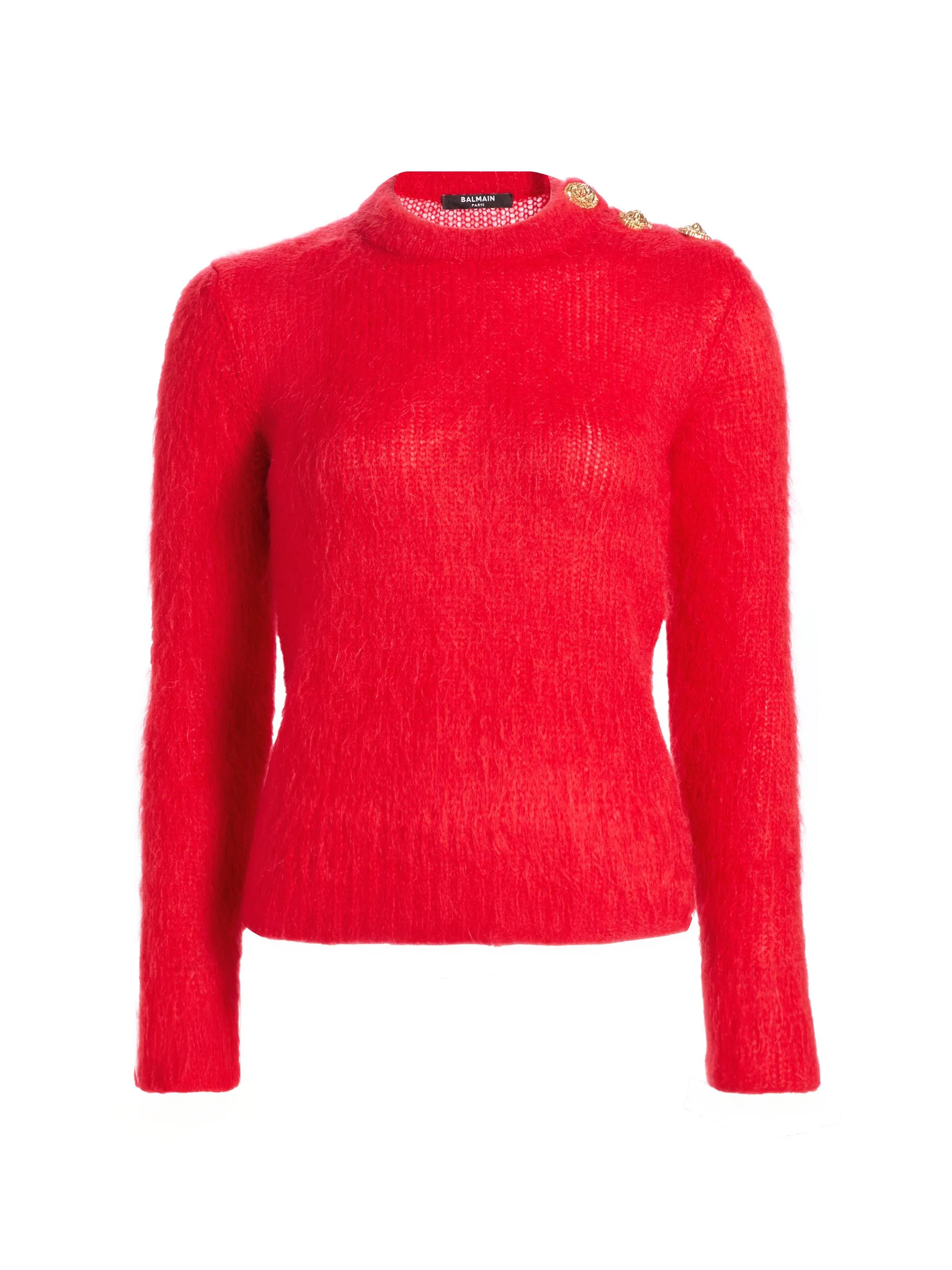Women's Mohair-Blend Three-Button Sweater - Rouge - 1