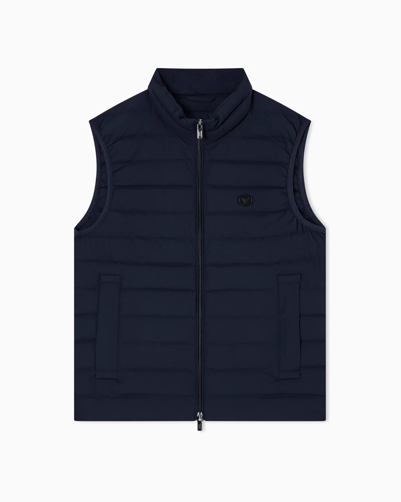 Sleeveless full-zip down jacket in quilted nylon with eagle logo patch - 1